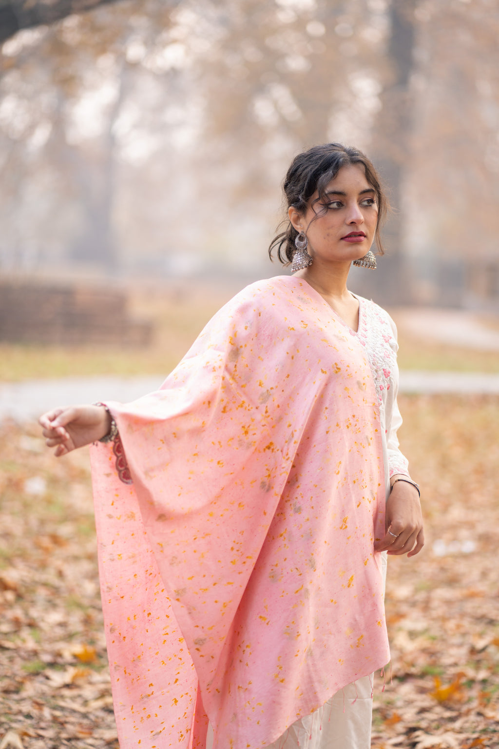 Pink Organic Dyed Mulberry Silk Stole