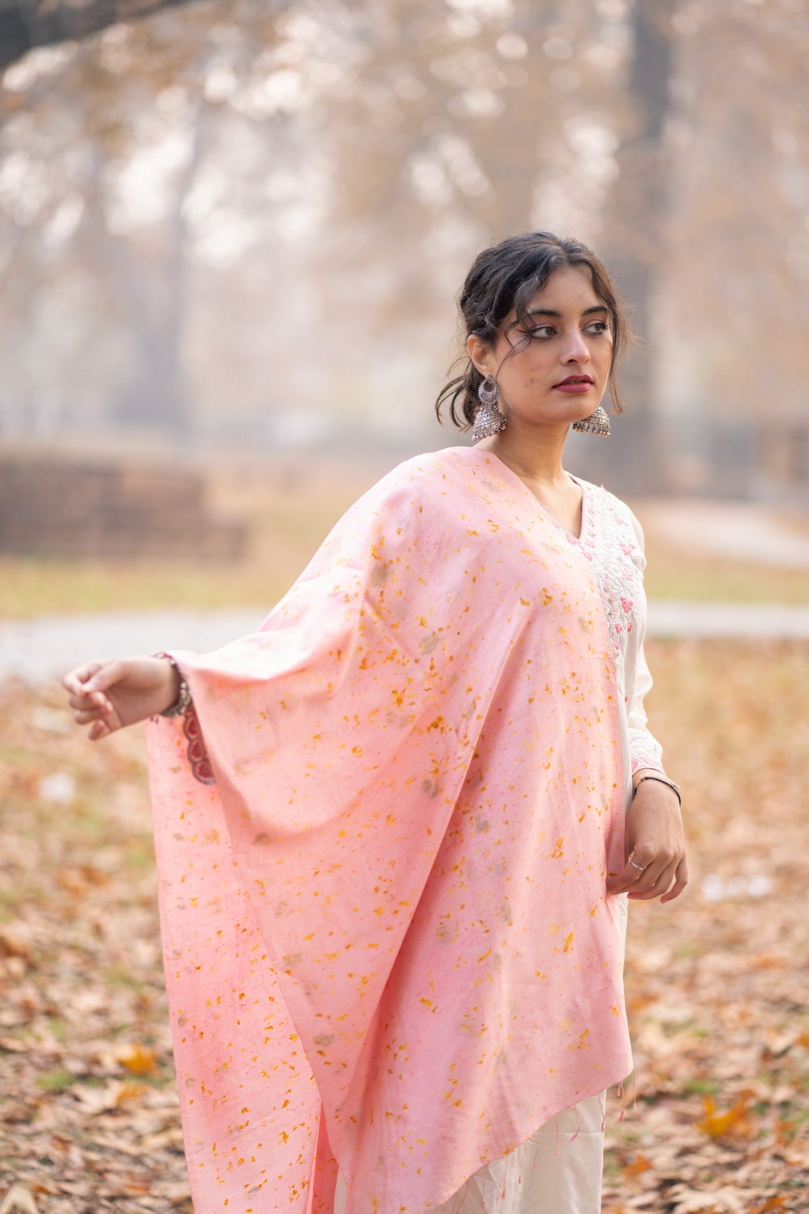 Pink Organic Dyed Mulberry Silk Stole