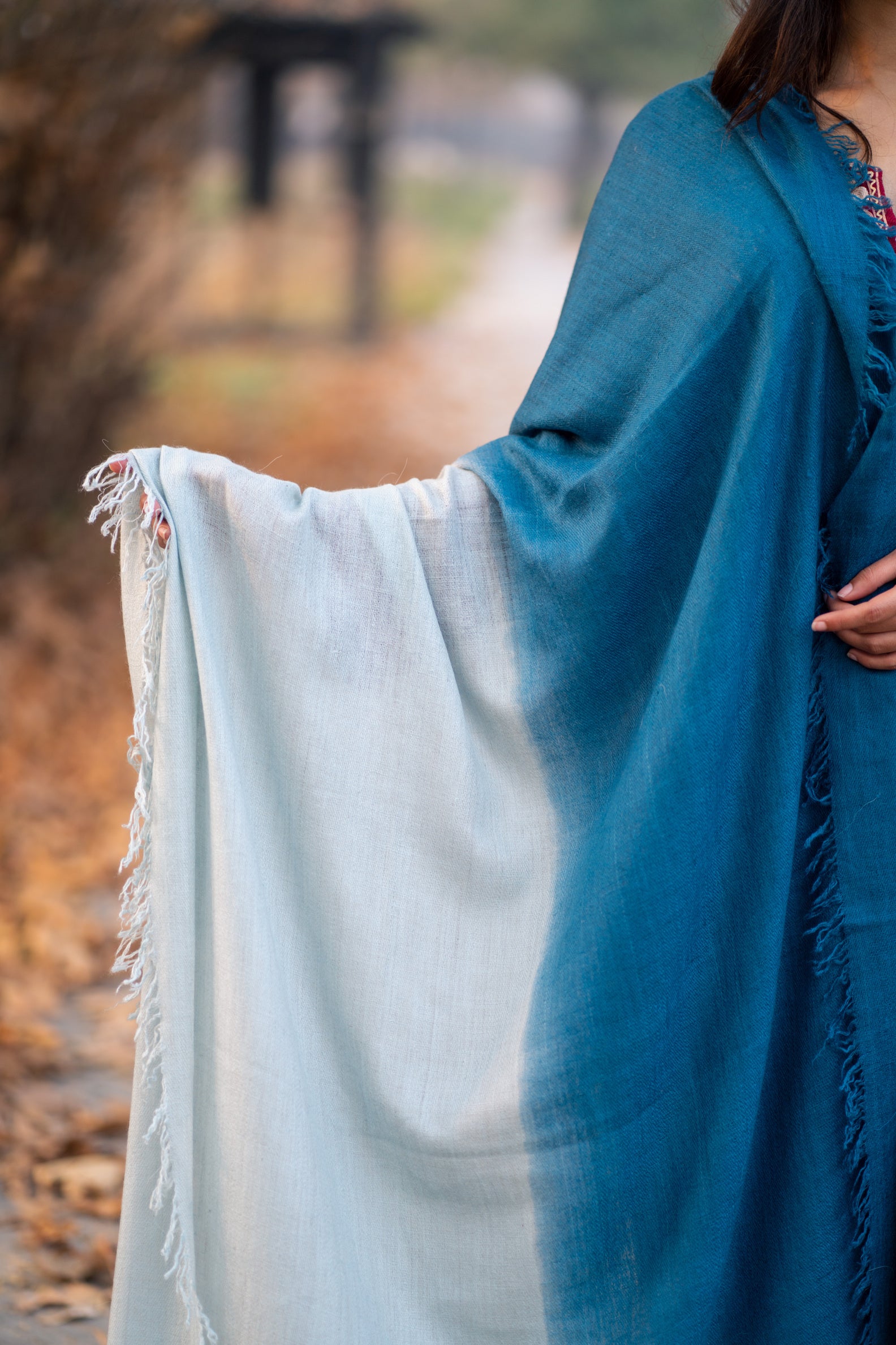 Blue Ombre Handspun Pashmina Shawl