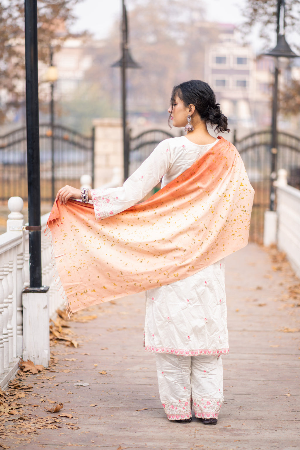 Coral Ombre Organic Dyed Eri Silk Stole