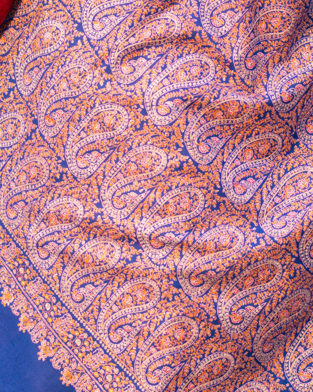 Blue Sozni Hand Embroidered Jamawar Pashmina Shawl