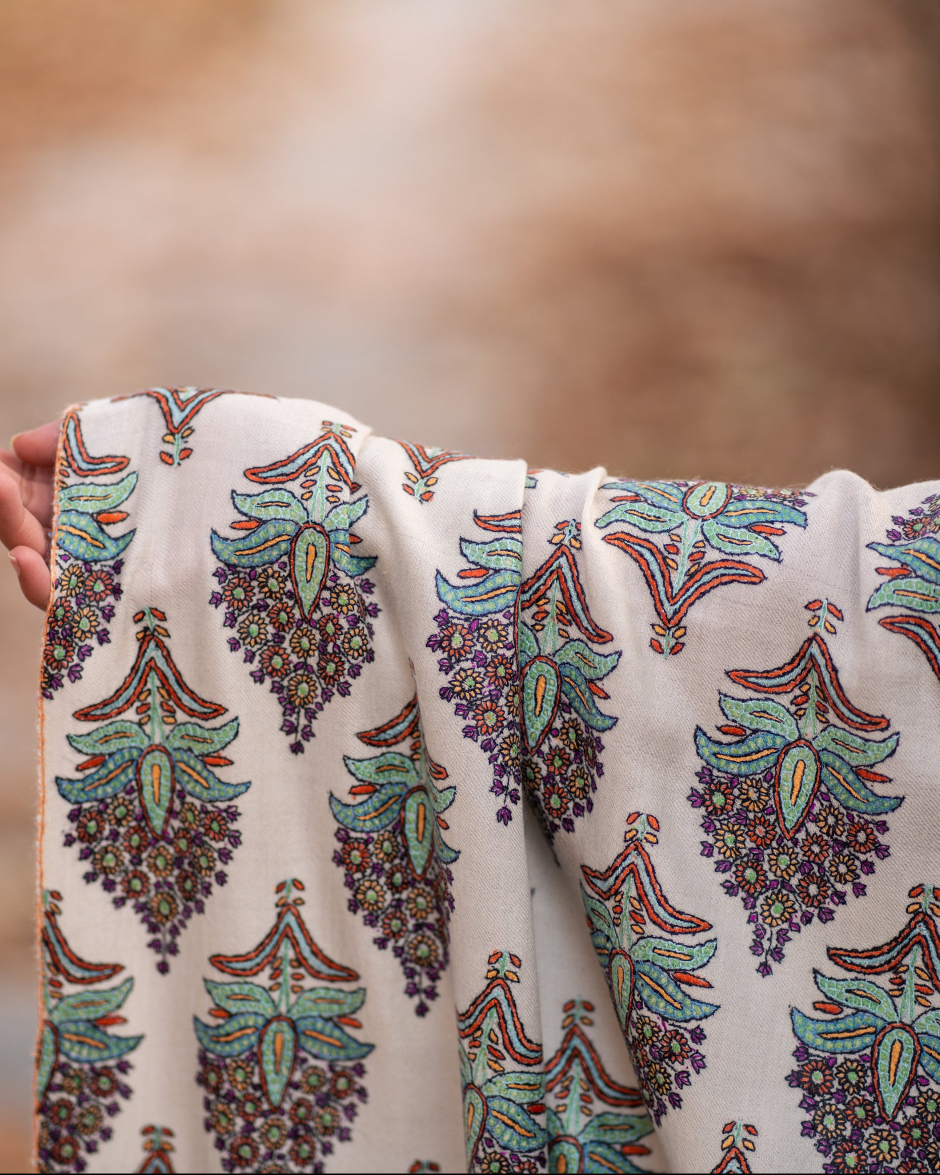 Grey Sozni Hand Embroidered Heavy Bootidaar Pashmina Shawl