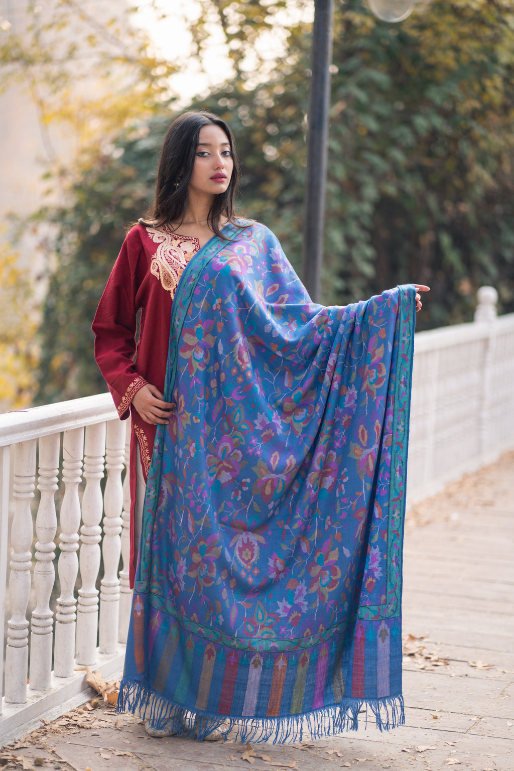 Blue Kani Jamawar Pashmina Shawl