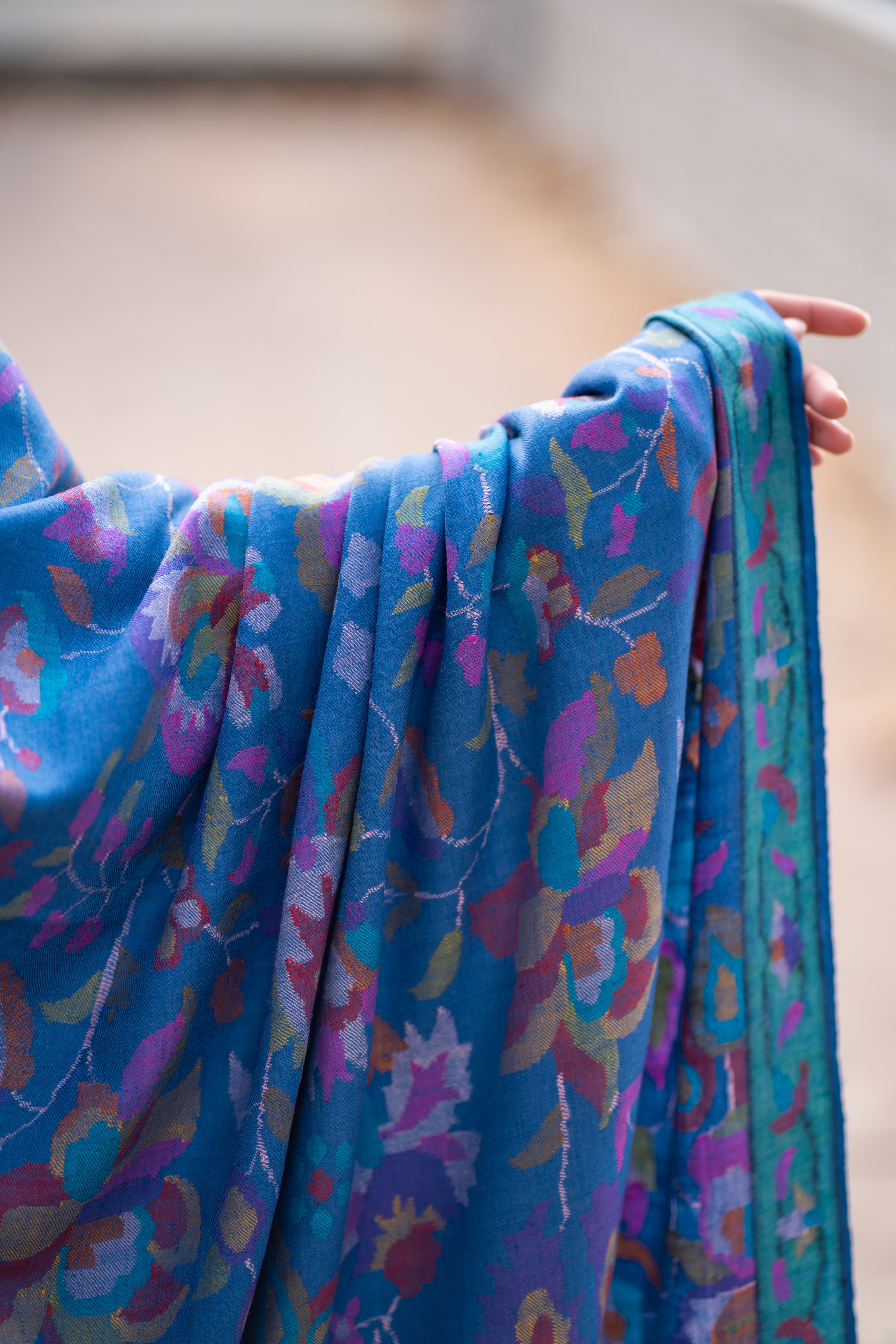 Blue Kani Jamawar Pashmina Shawl
