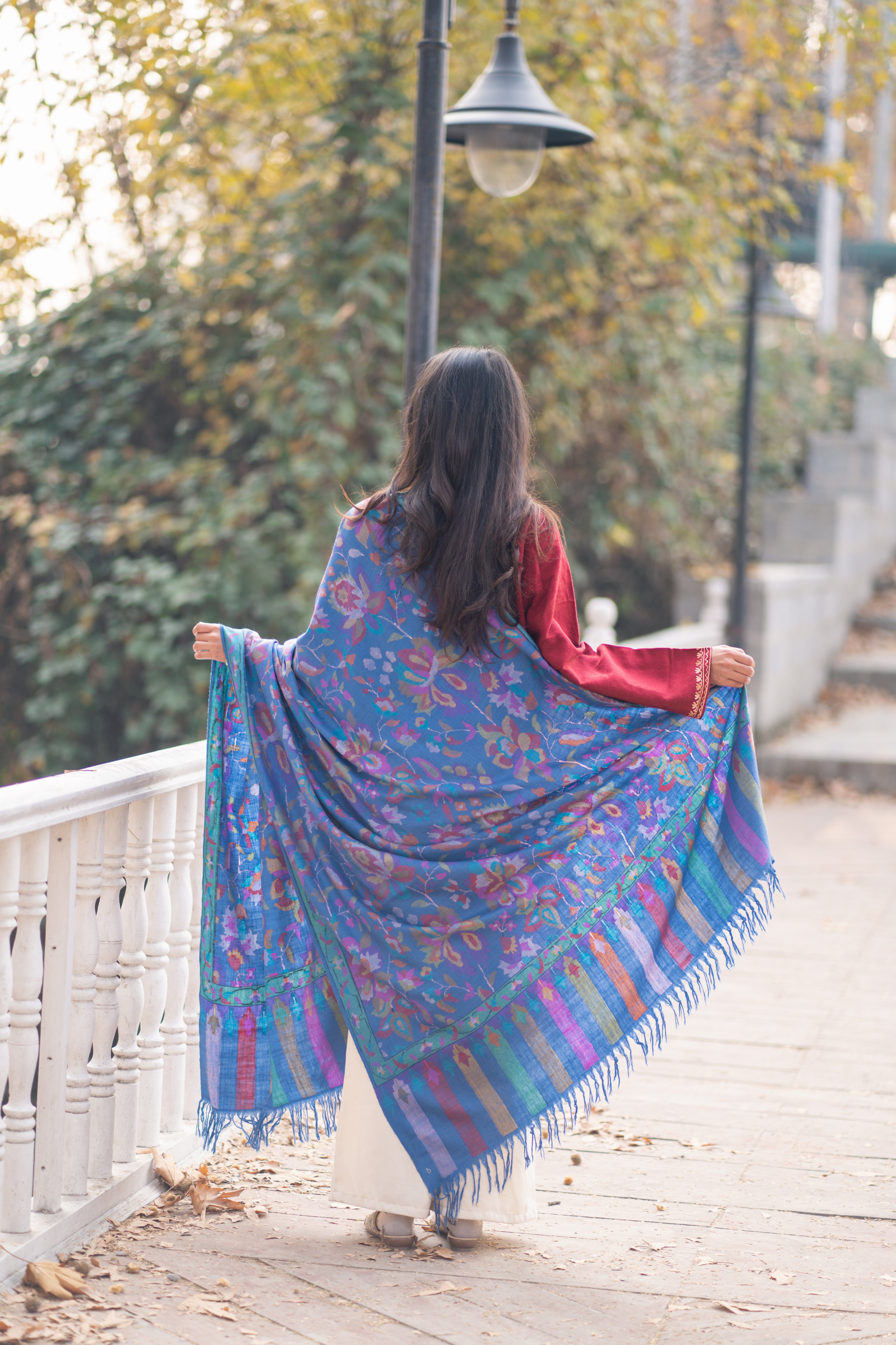 Blue Kani Jamawar Pashmina Shawl