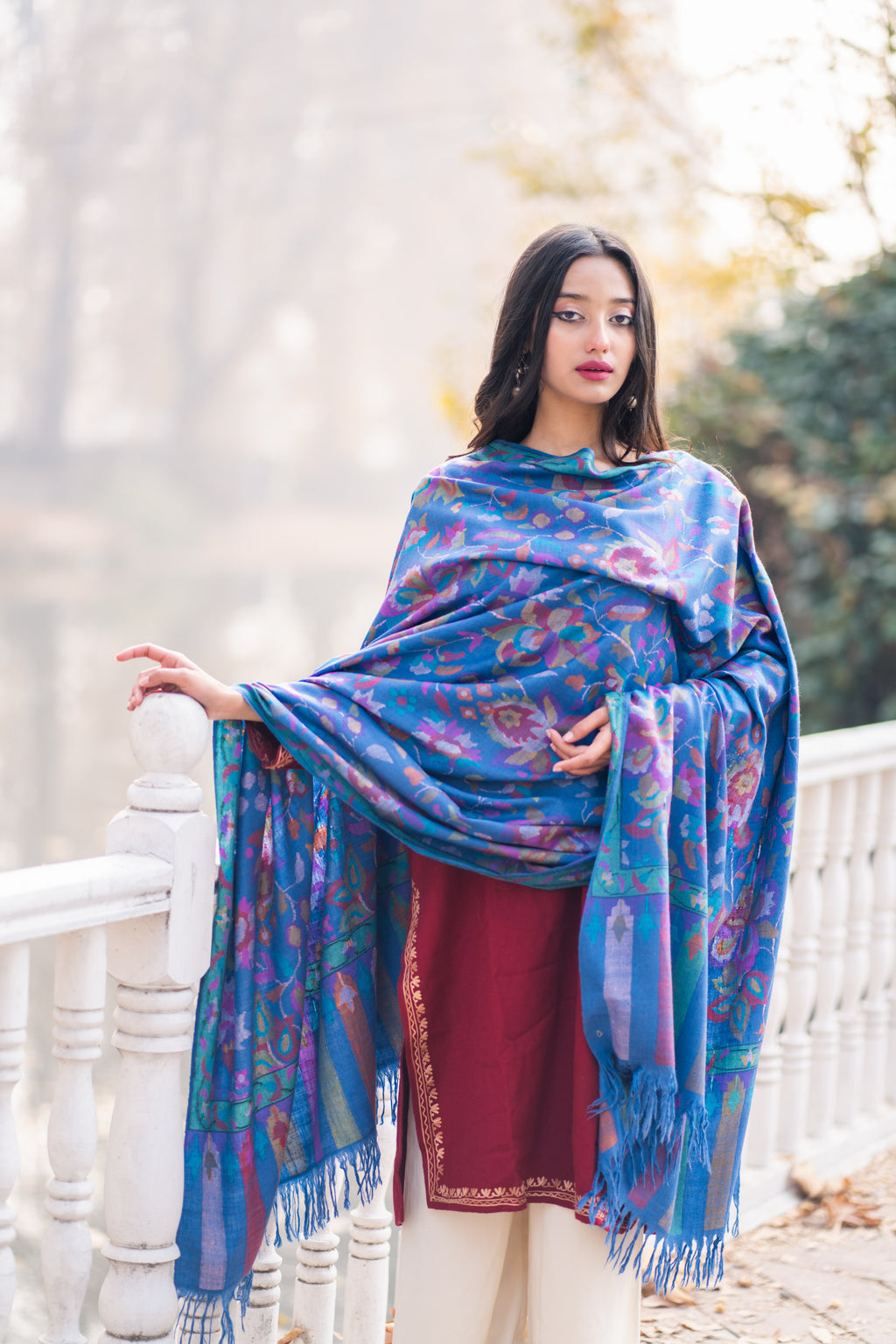 Blue Kani Jamawar Pashmina Shawl