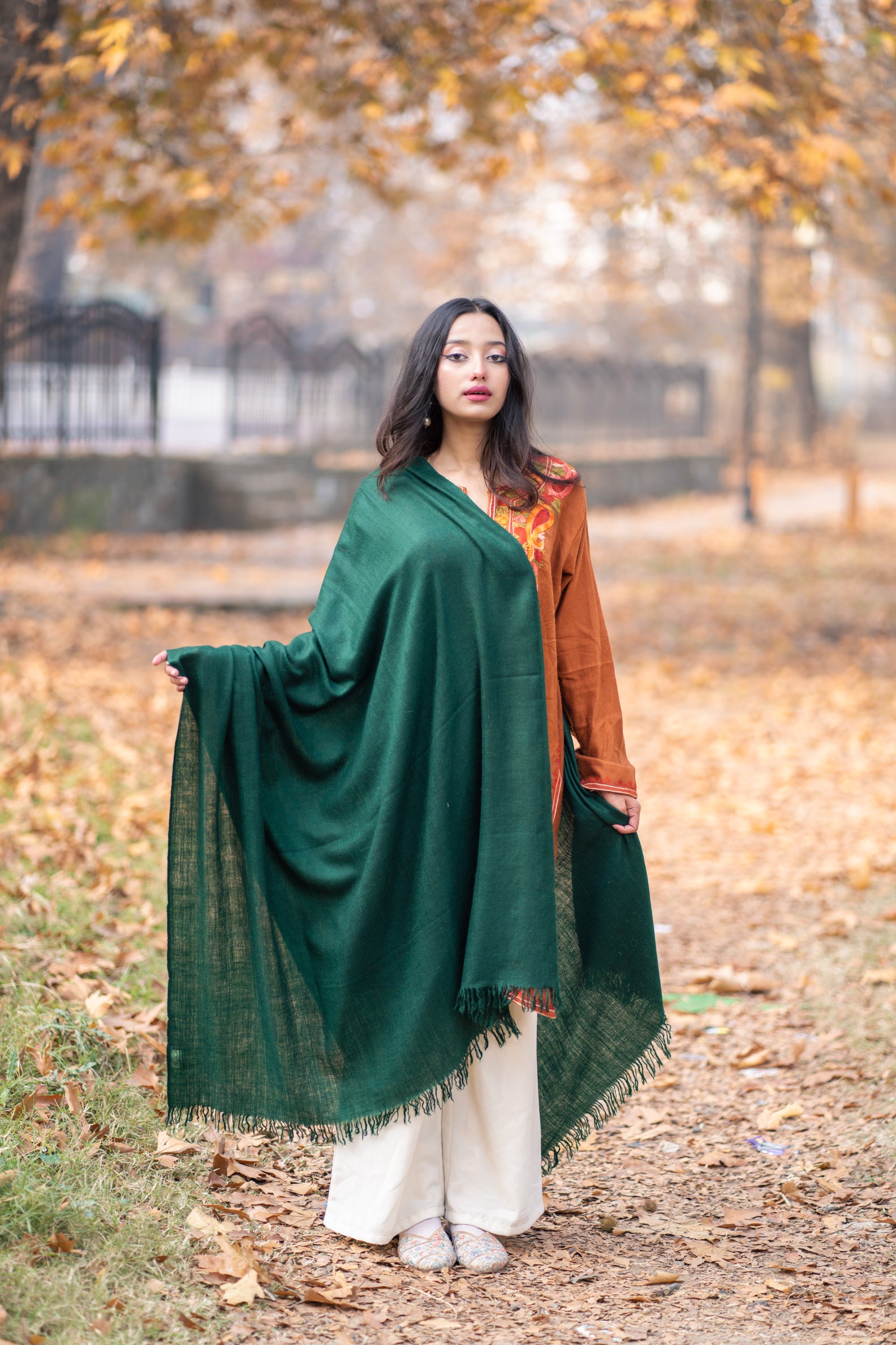 Green Handspun Pashmina Shawl