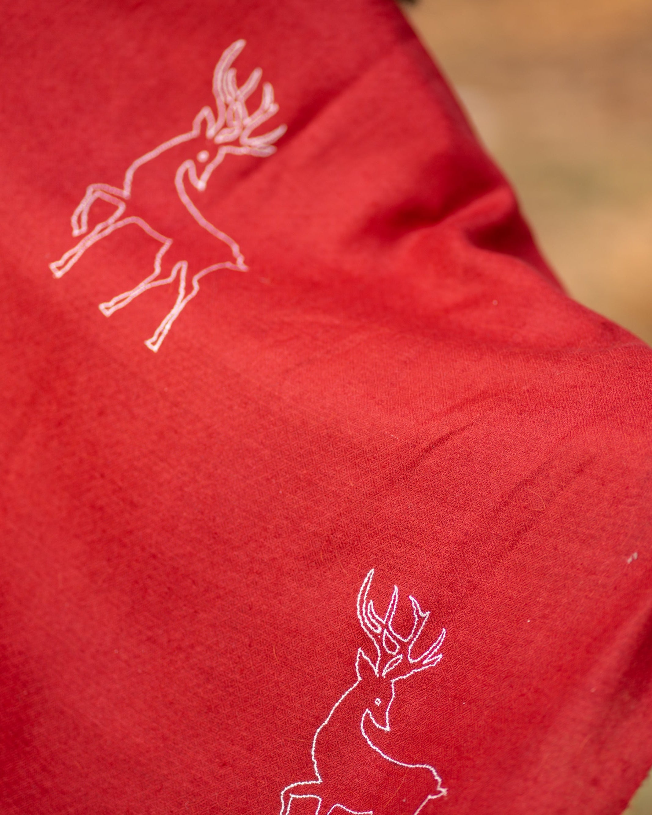 Red Sozni Hand Embroidered Pashmina Wrap