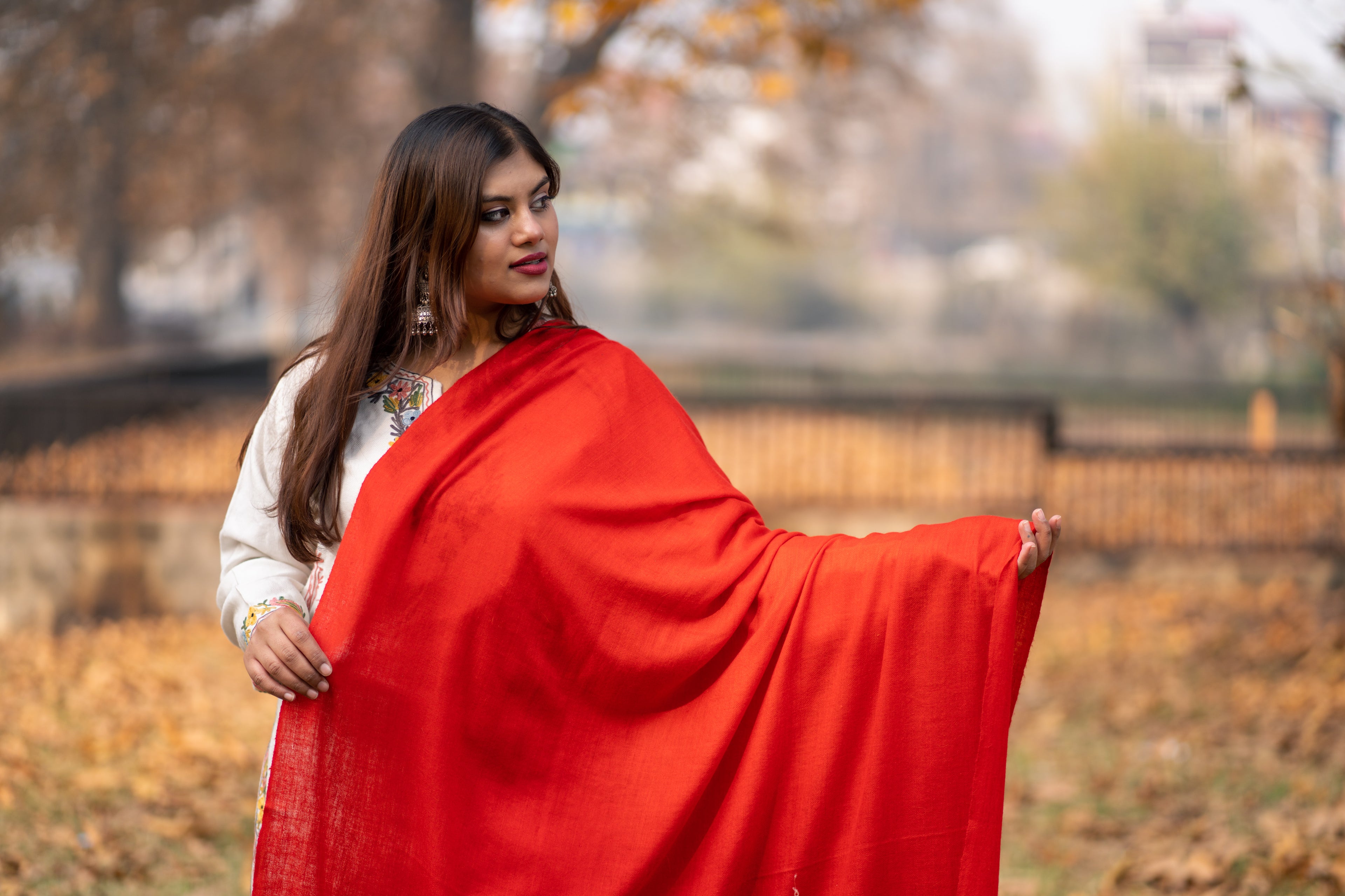 Red Handspun Pashmina Shawl