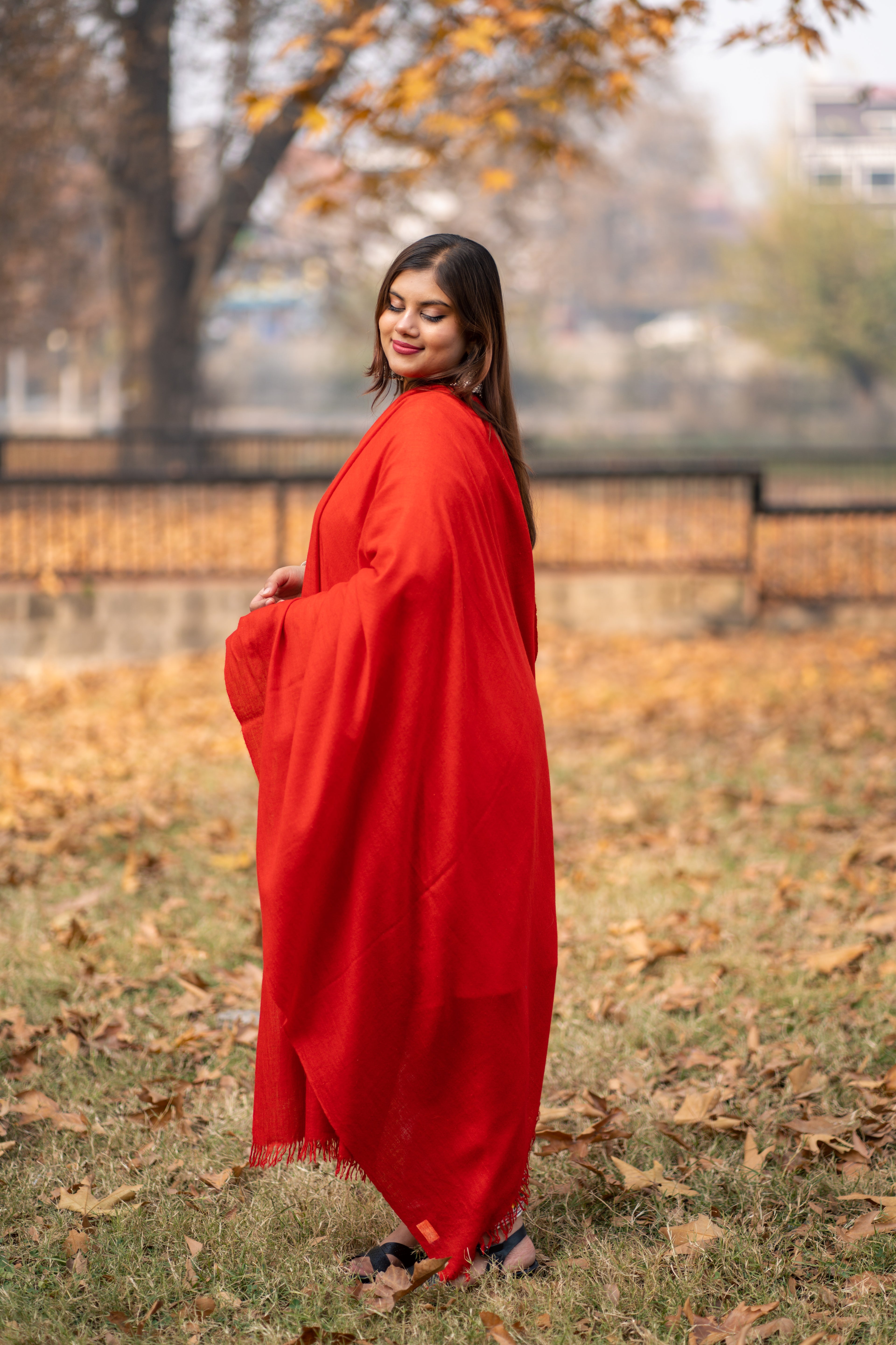 Red Handspun Pashmina Shawl