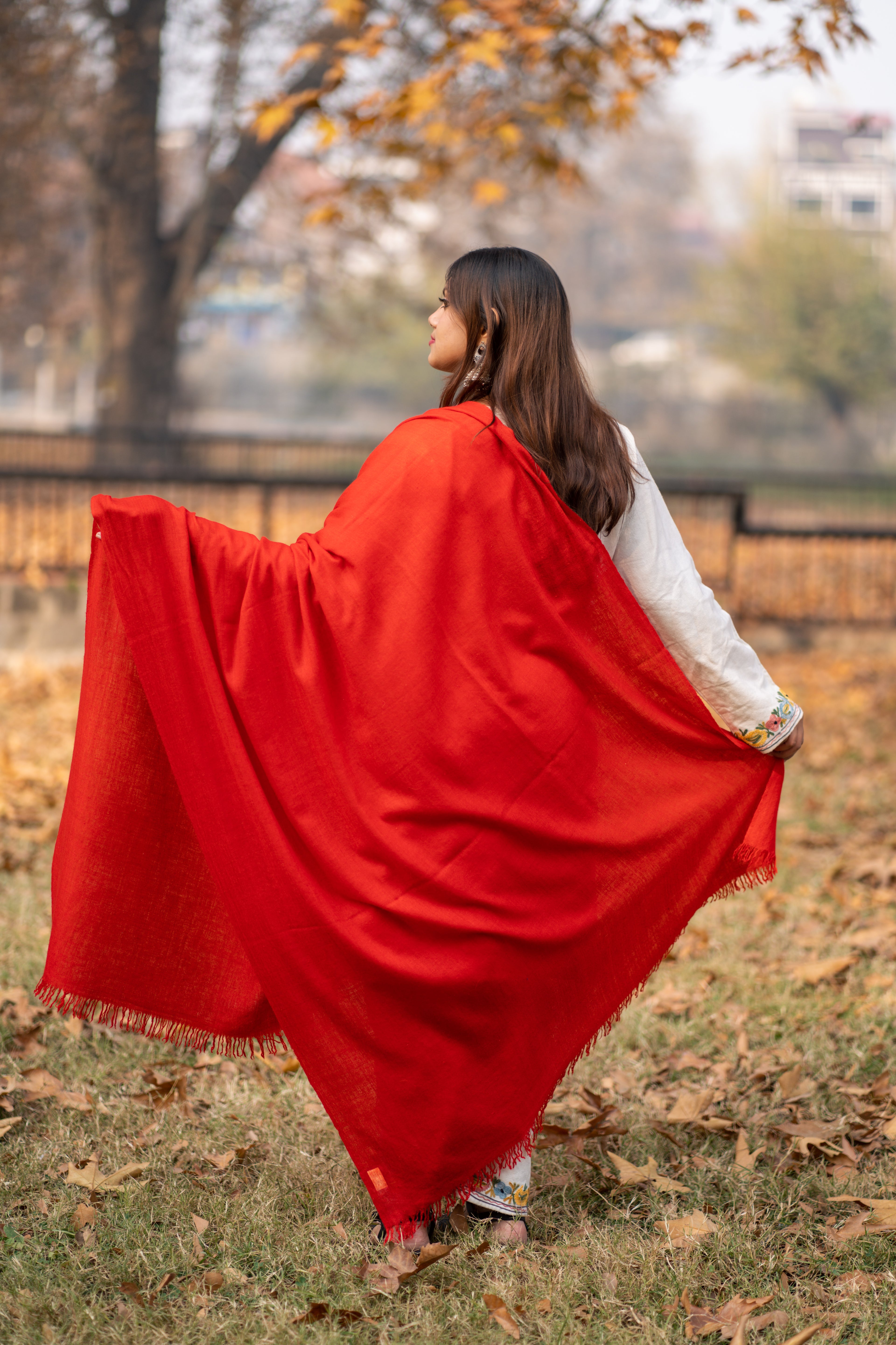 Red Handspun Pashmina Shawl