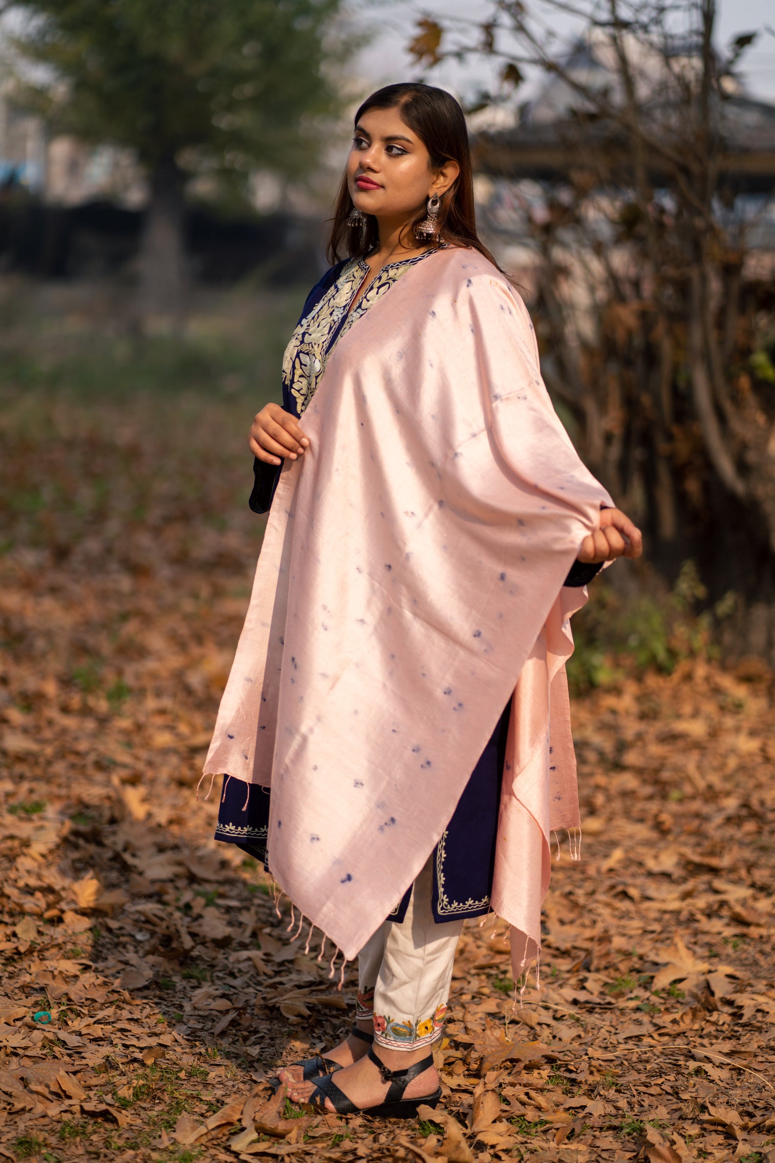 Pink Organic Dyed Mulberry Silk Stole