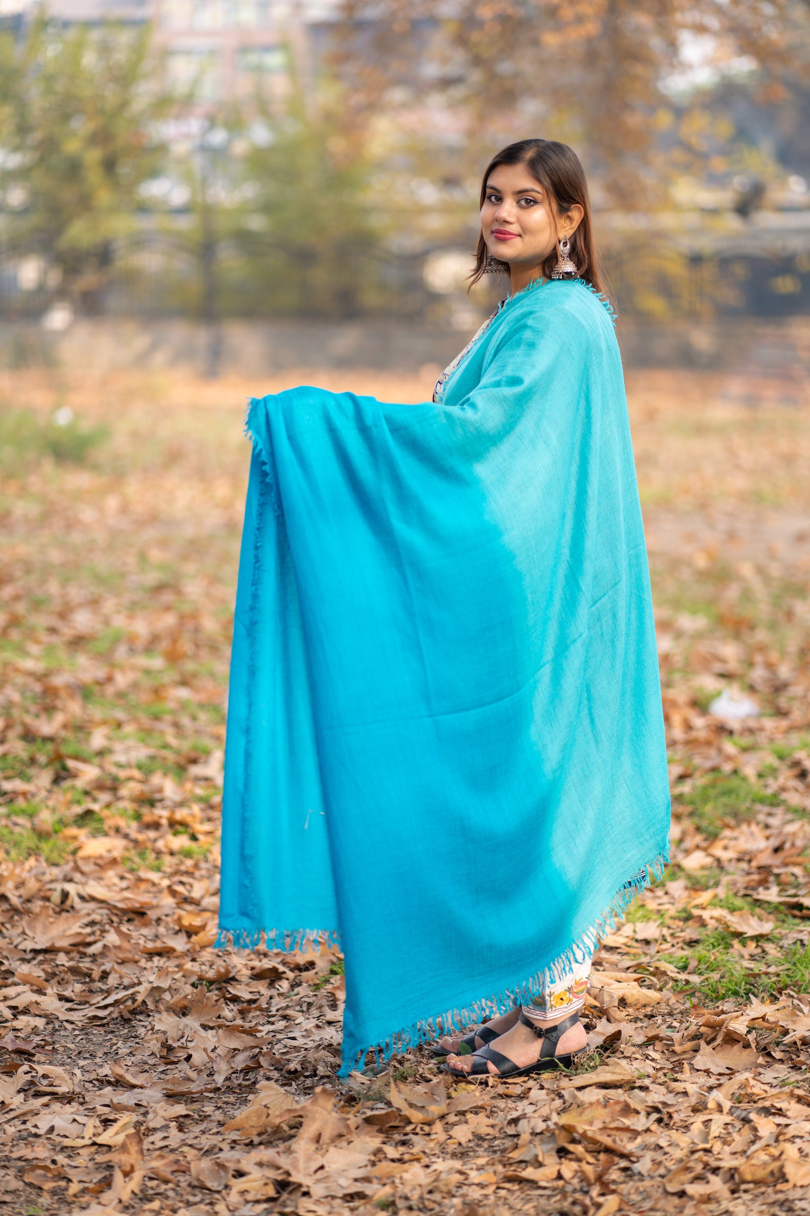 Blue Ombre Handspun Pashmina Shawl