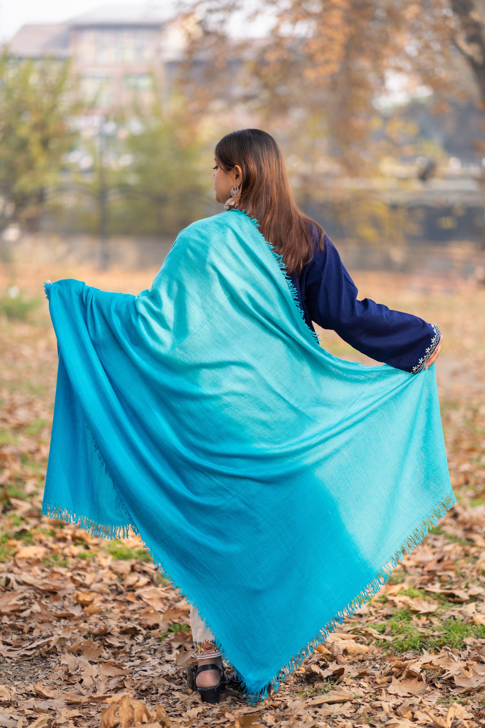 Blue Ombre Handspun Pashmina Shawl