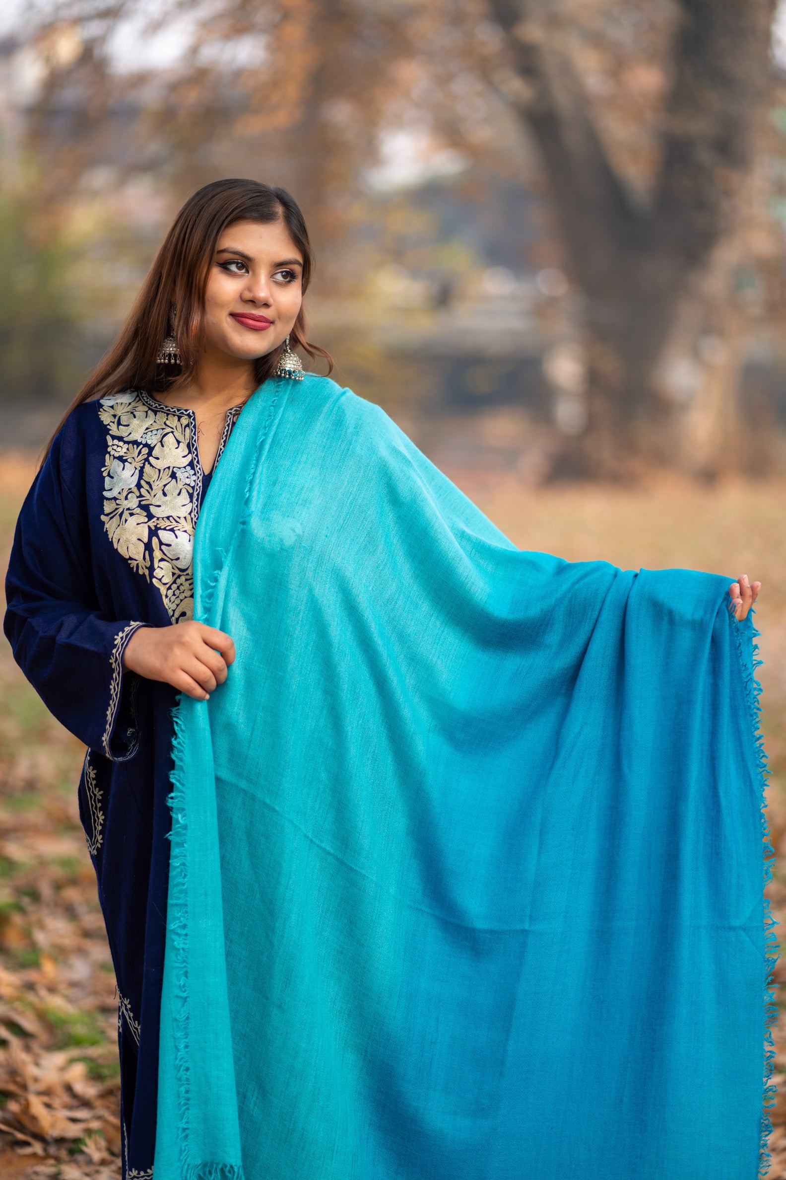 Blue Ombre Handspun Pashmina Shawl