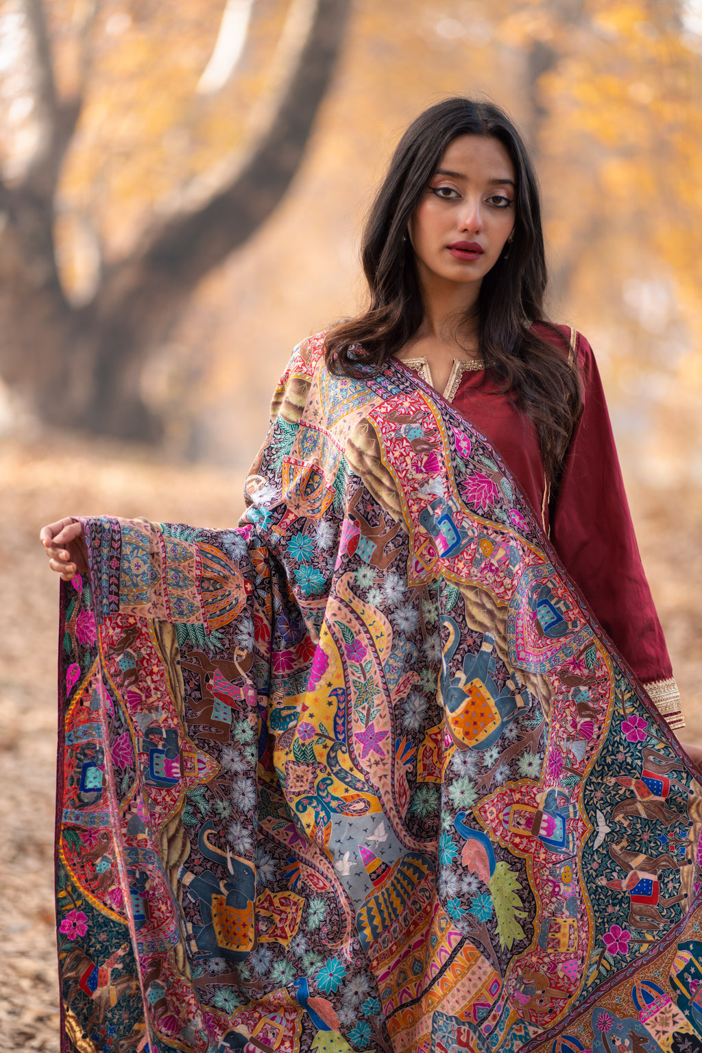 The Royal Caravan Kalamkari Pashmina Shawl