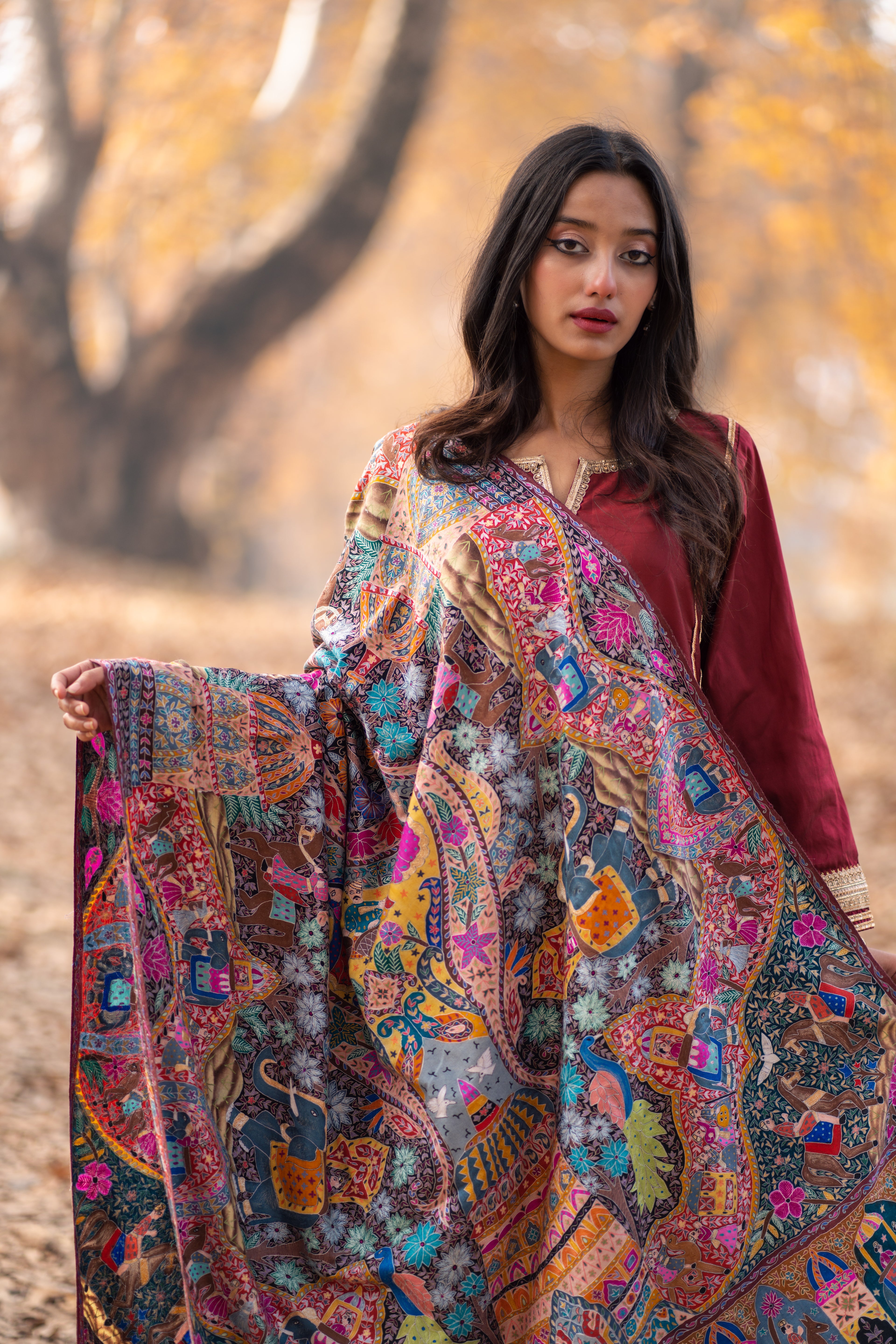The Royal Caravan Kalamkari Pashmina Shawl