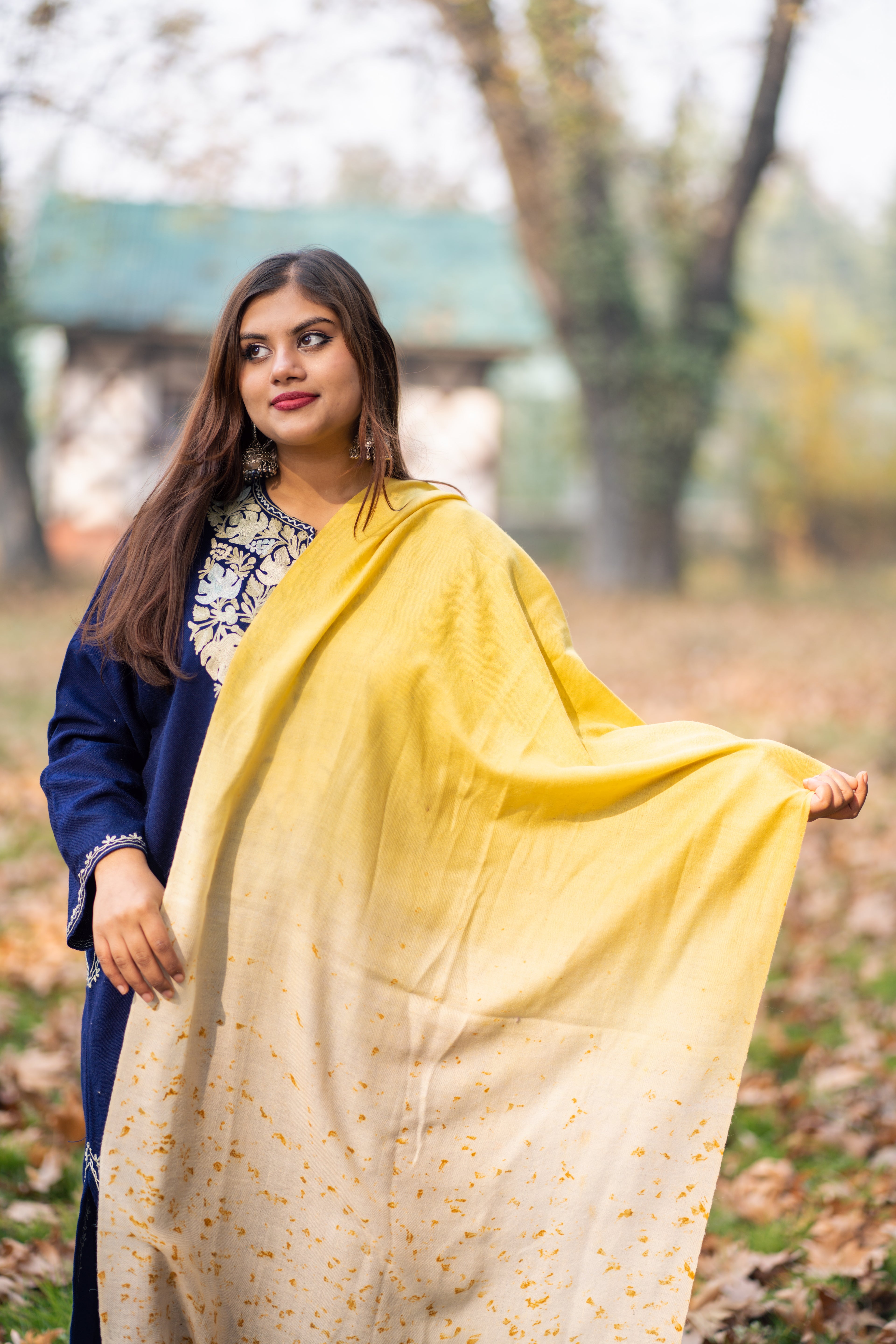 Yellow Ombre Organic Flower Dyed Pashmina Wrap