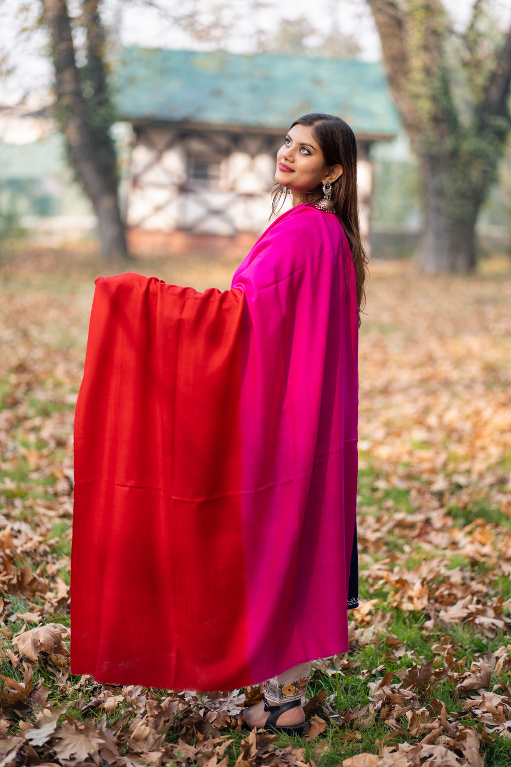 Red and Magenta  Ombre Pashmina Shawl