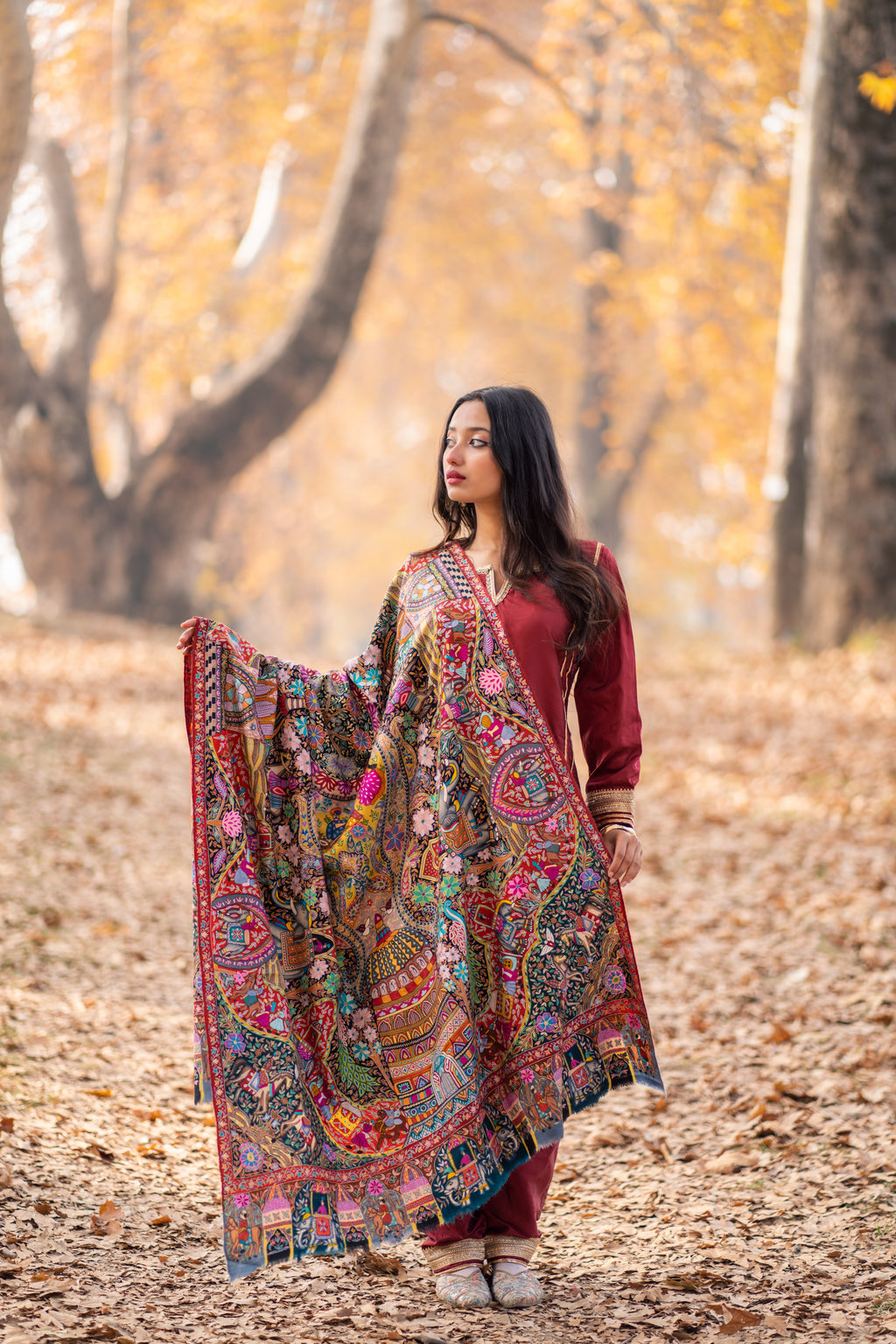 The Royal Meadows Kalamkari Pashmina Shawl