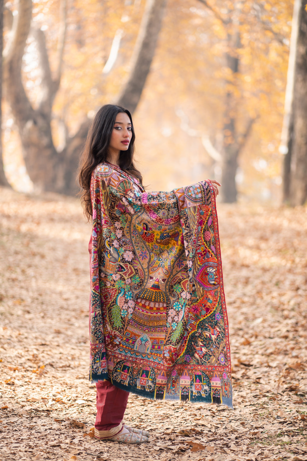 The Royal Meadows Kalamkari Pashmina Shawl
