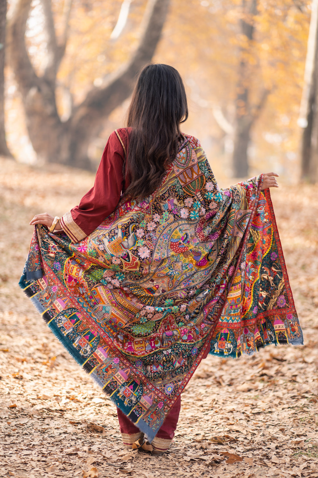 The Royal Meadows Kalamkari Pashmina Shawl