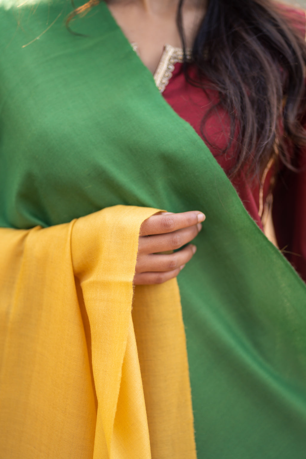 Yellow and Green Ombre Pashmina Shawl