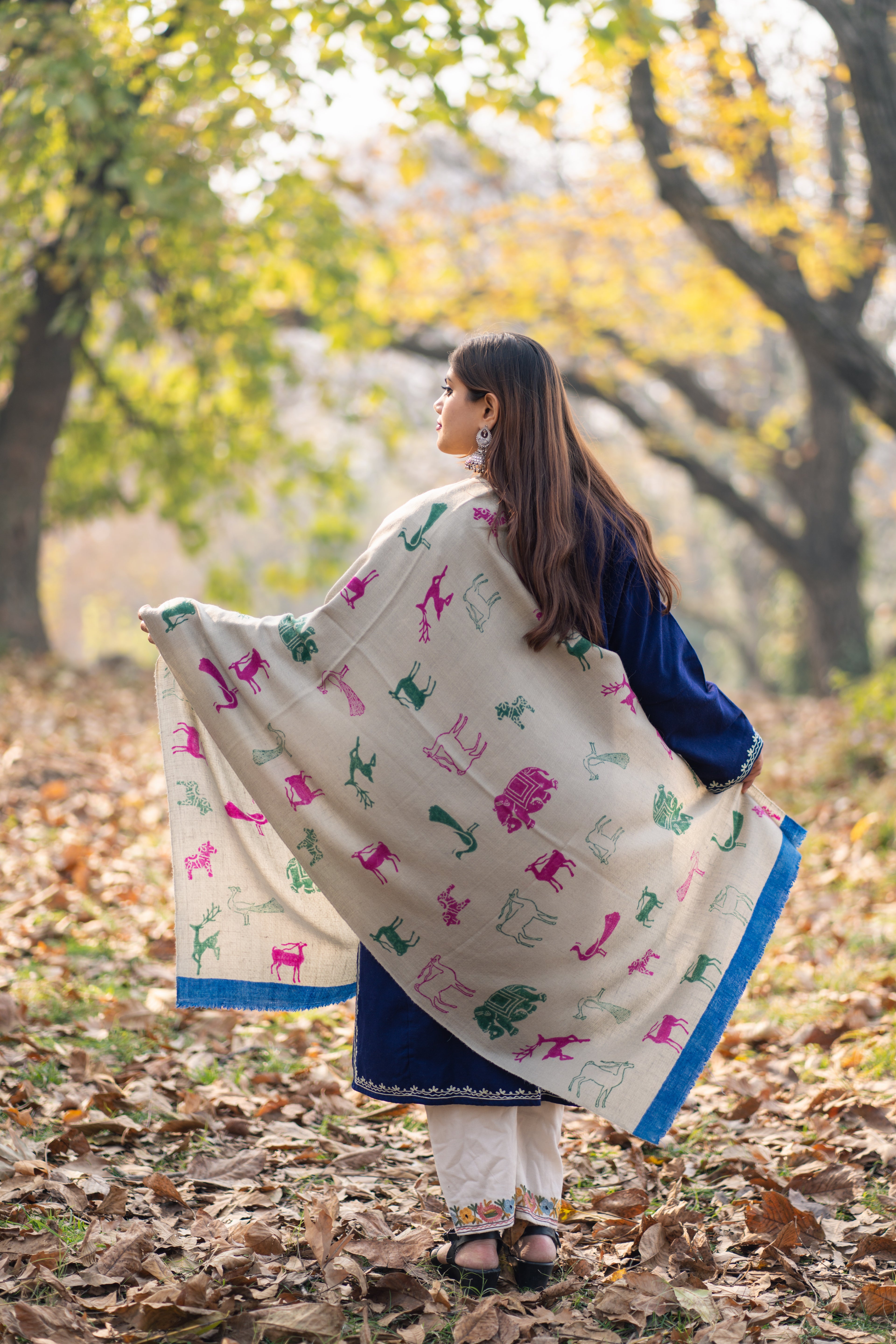 Green Handblock Printed Pashmina Wrap