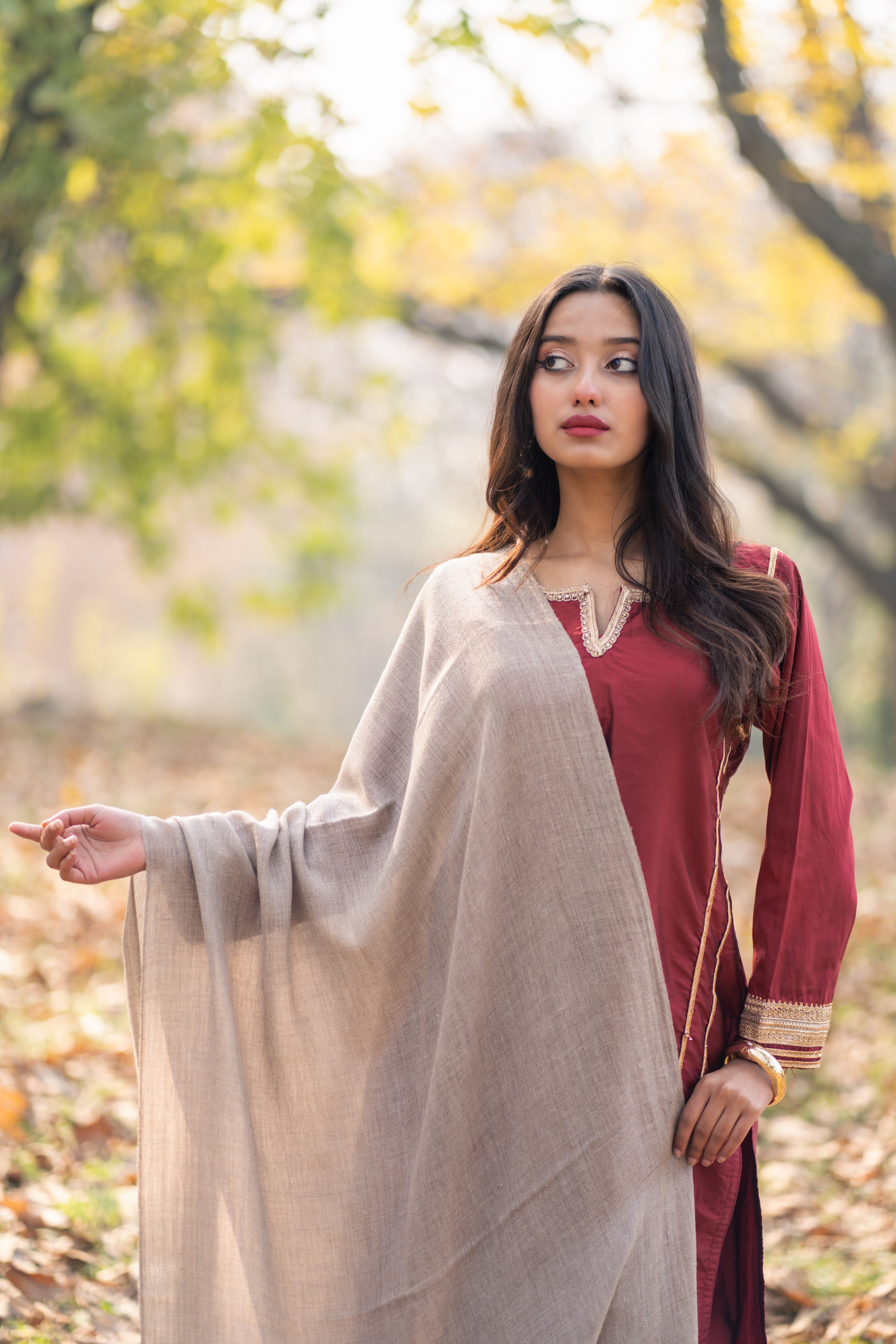 Natural Grey Pashmina Wrap