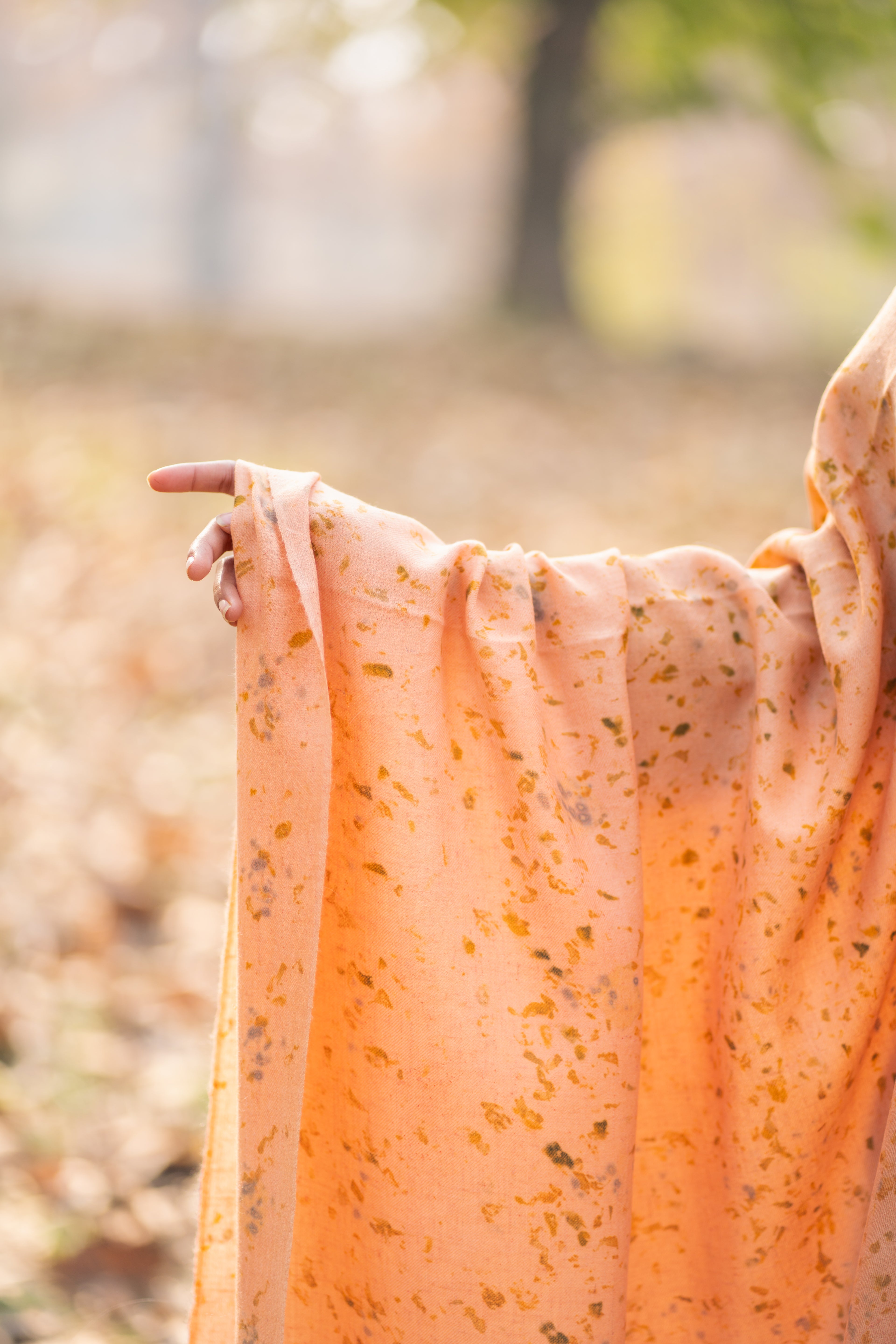 Coral Organic Flower Dyed Pashmina Shawl