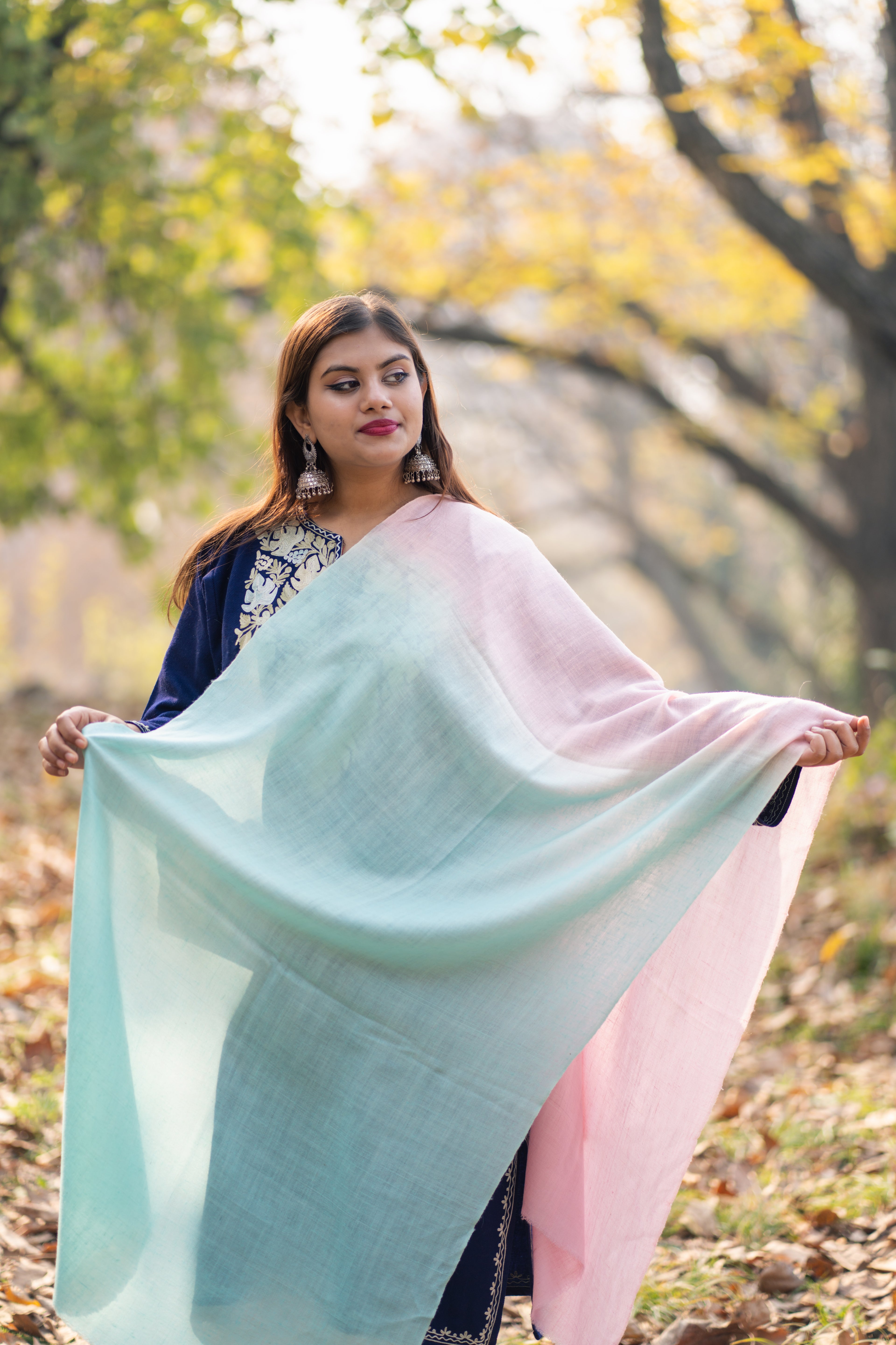 Green and Pink Ombre Pashmina Wrap