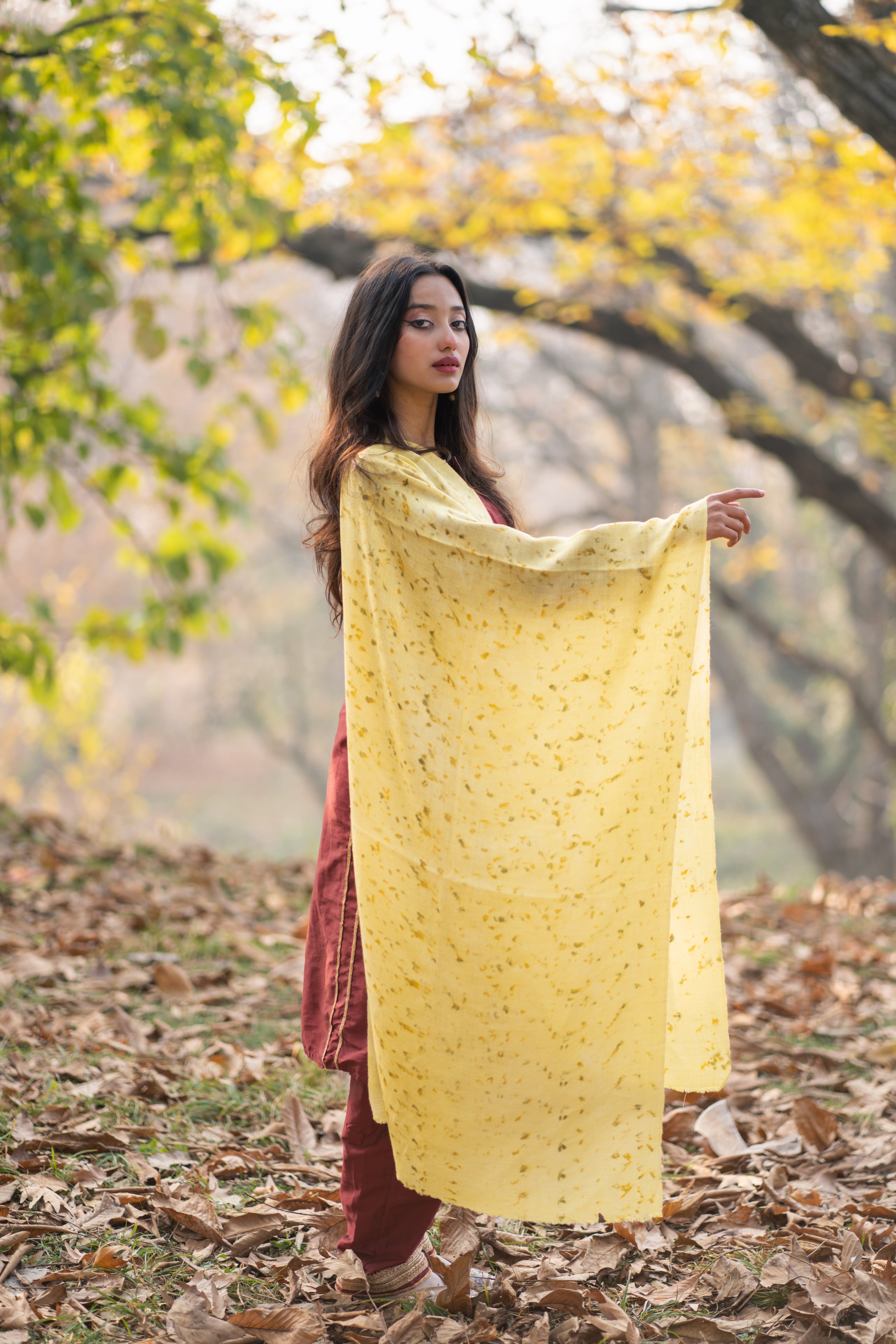 Yellow Organic Flower Dyed Pashmina Wrap
