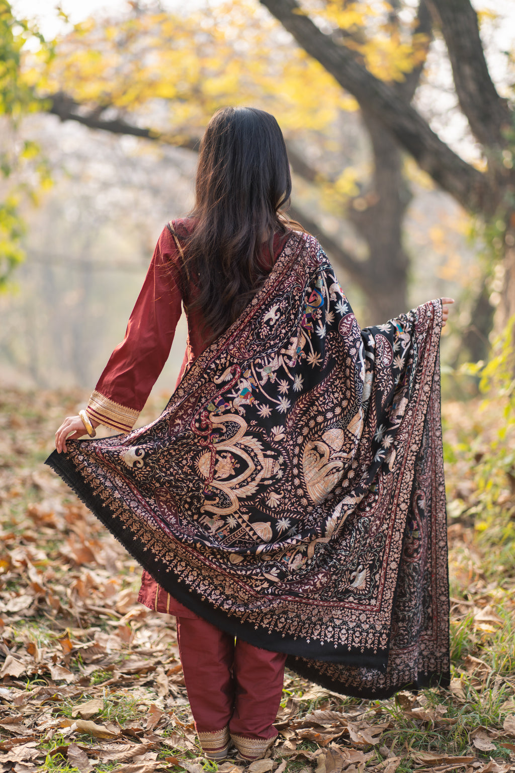 Noor E Siyaah Kalamkari Pashmina Shawl