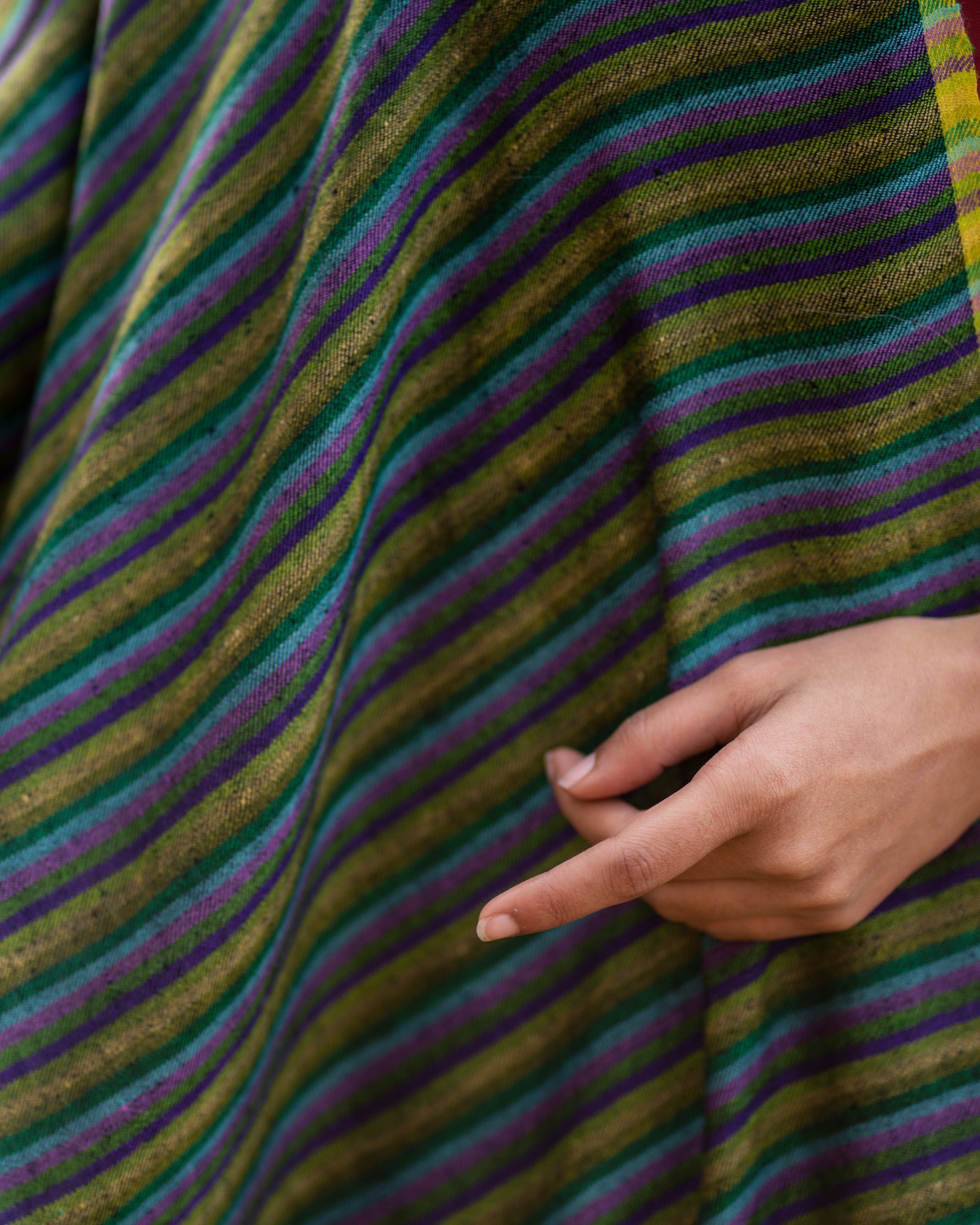 Black and Green Striped Pashmina Wrap