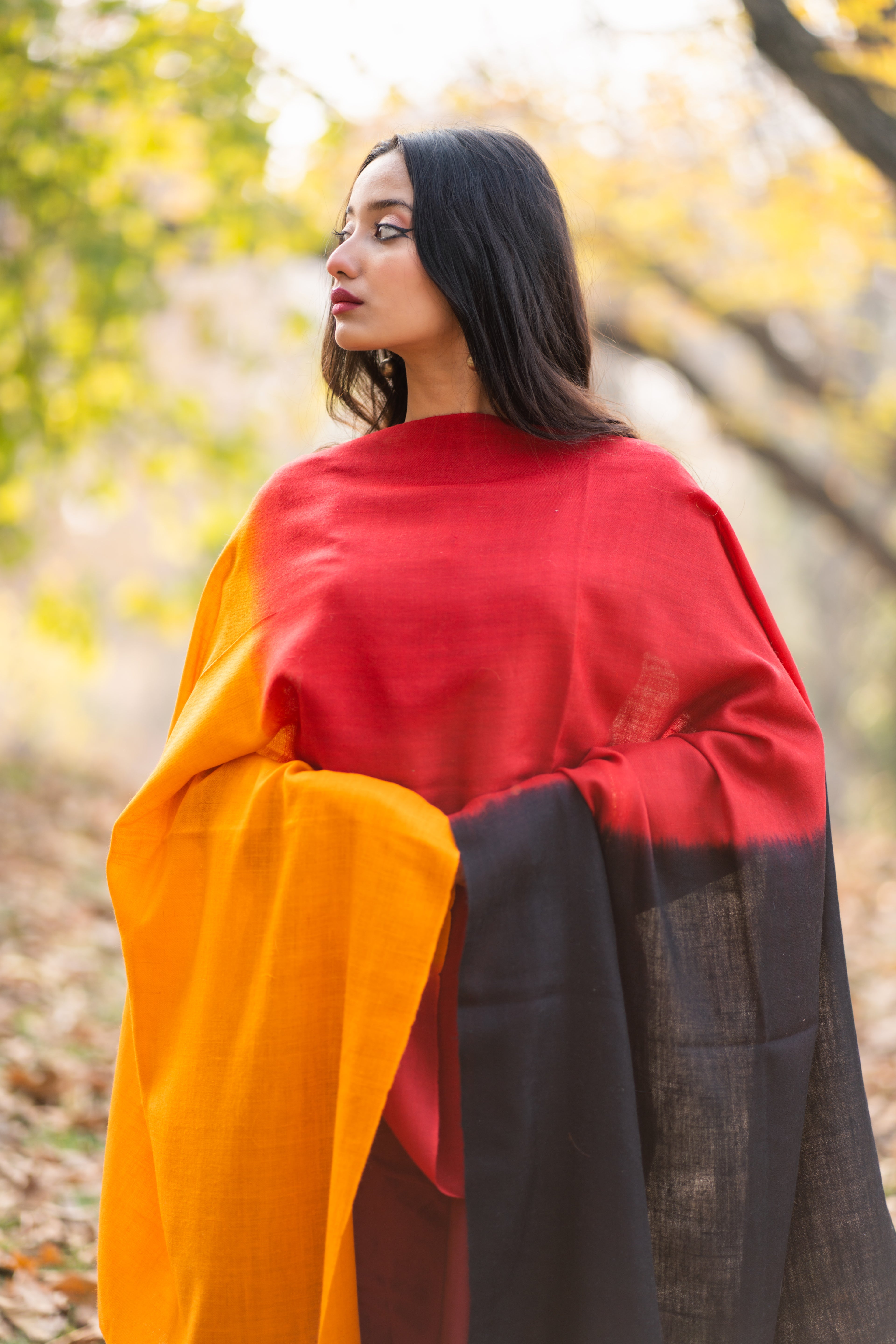 Black Red and Orange Ombre Pashmina Wrap