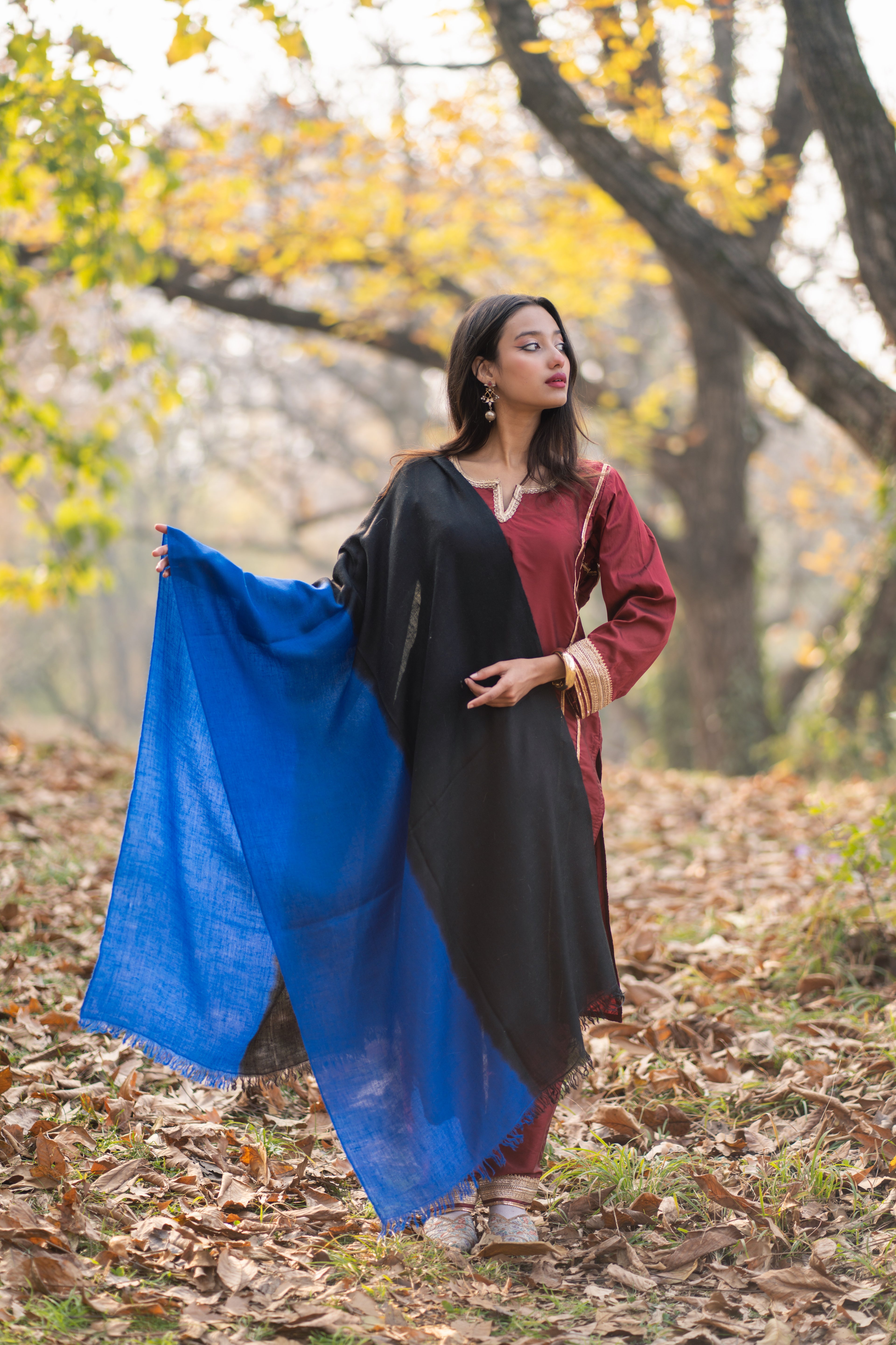 Blue and Black Ombre Pashmina Wrap