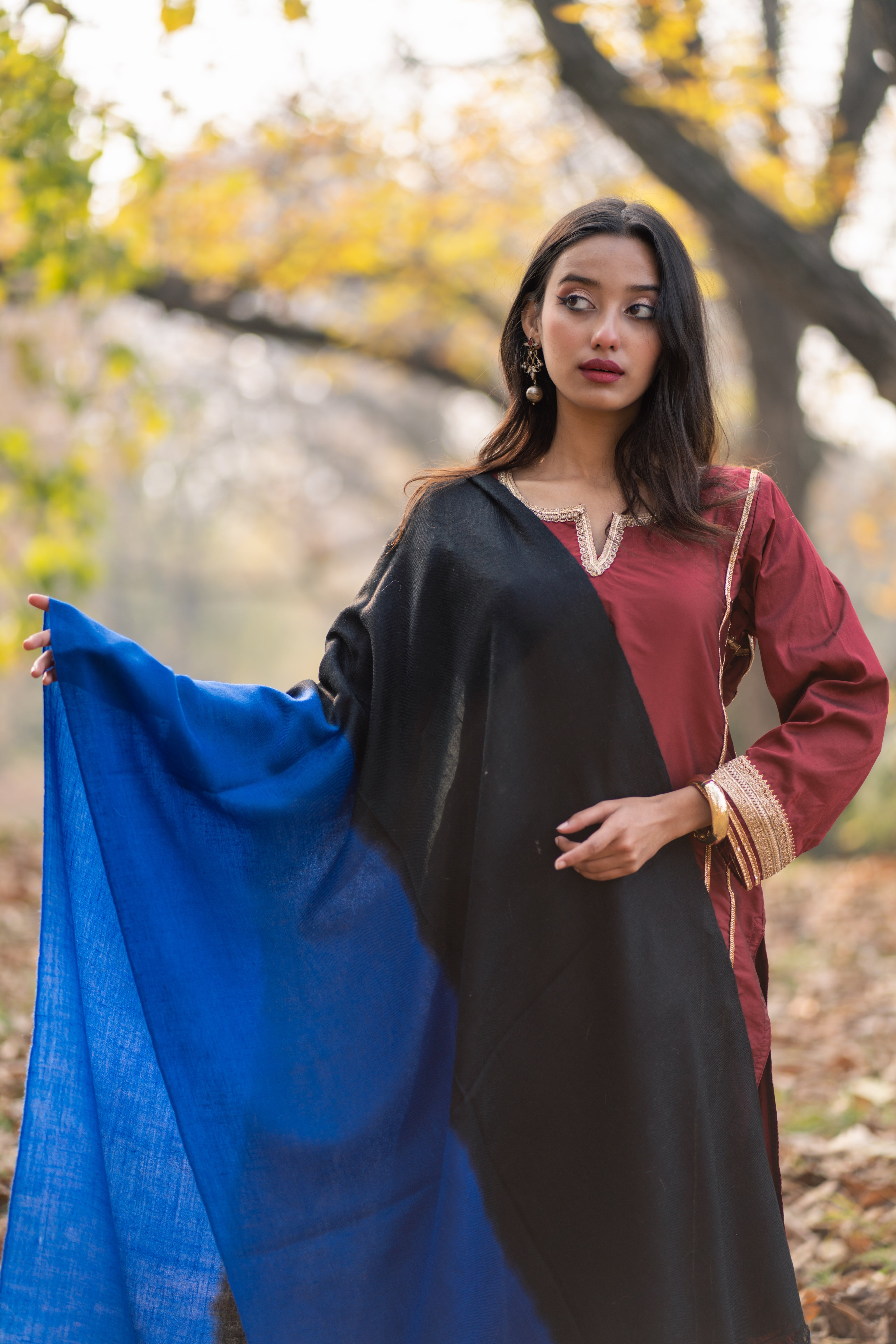 Blue and Black Ombre Pashmina Wrap