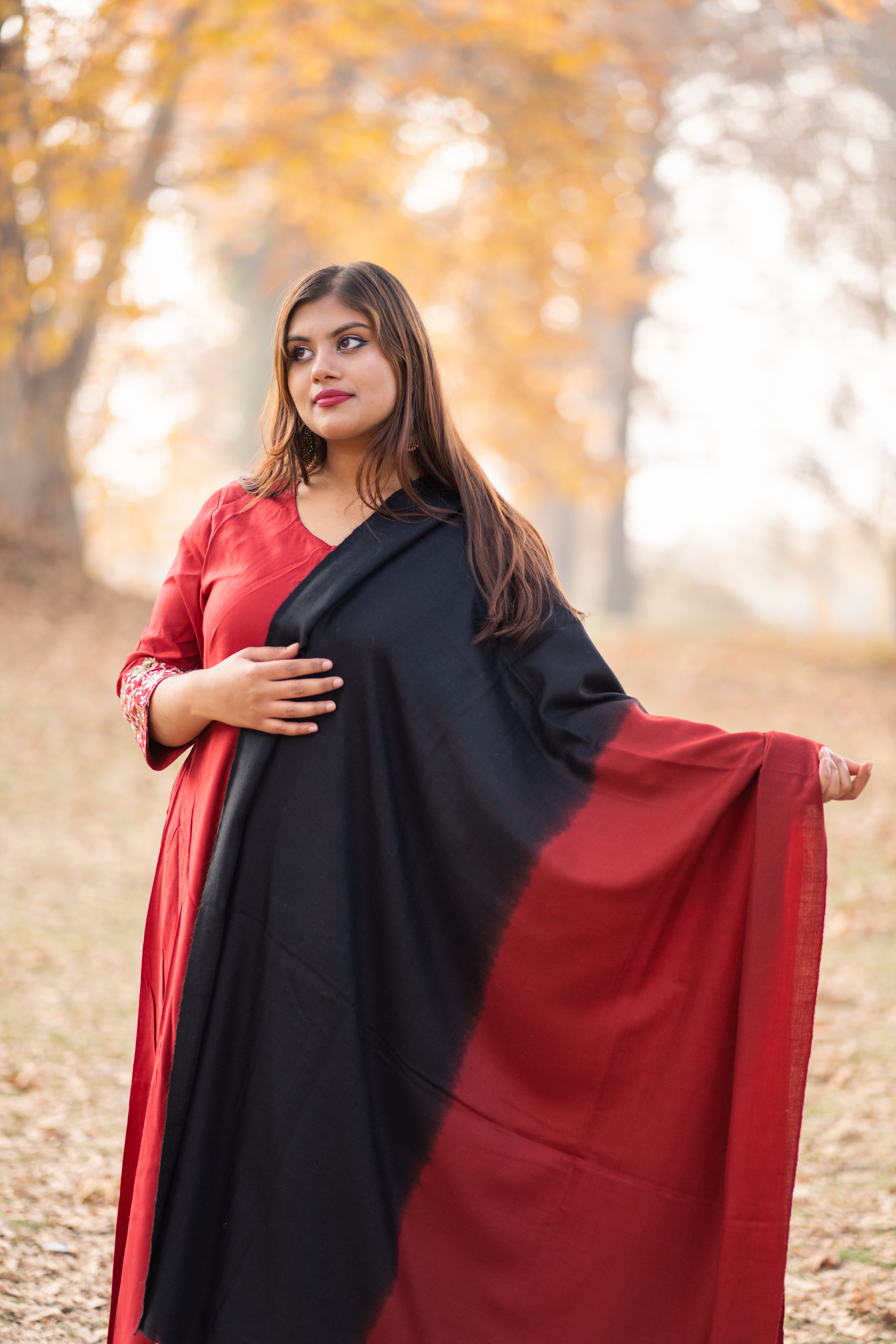 Red and Black Ombre Pashmina Shawl