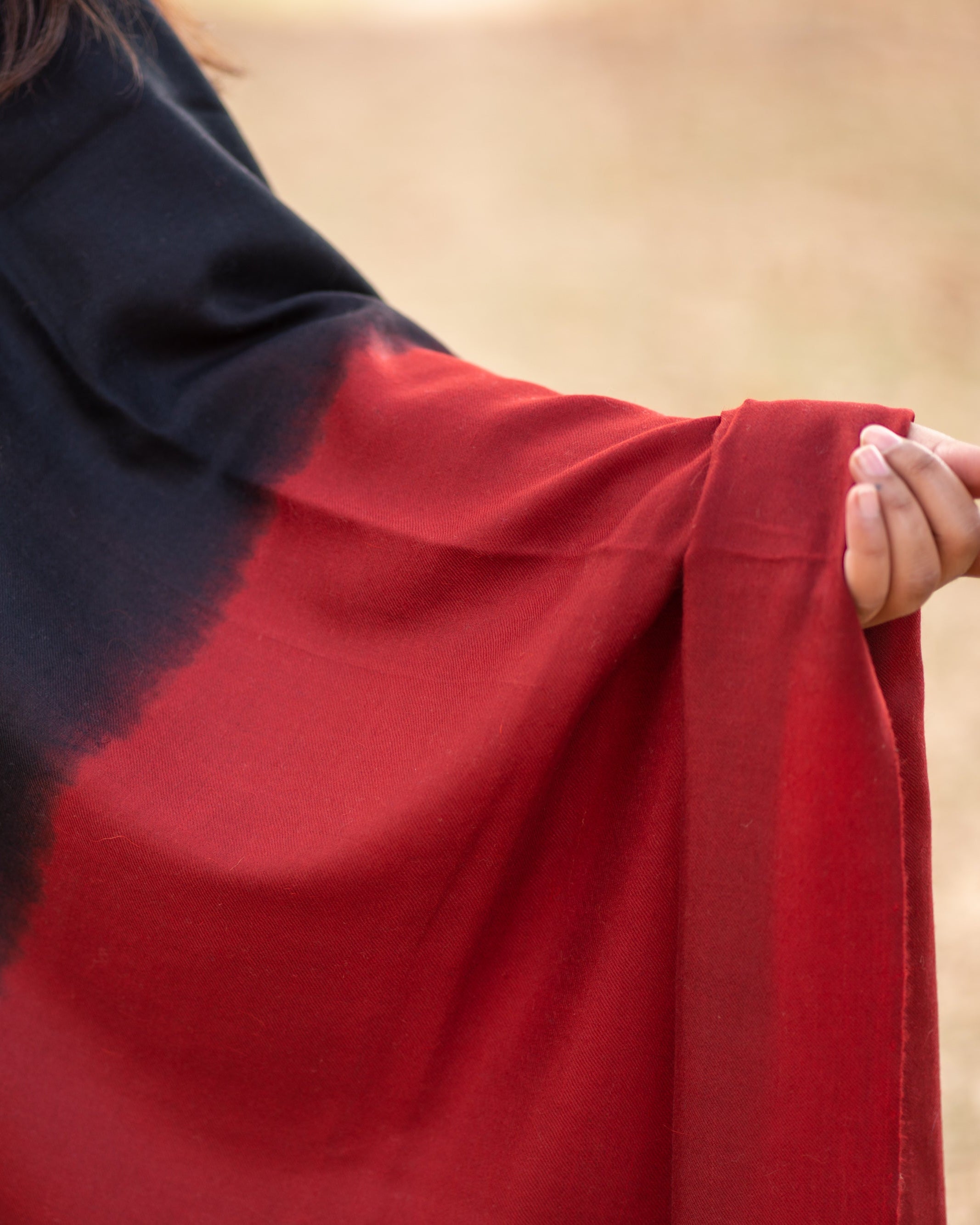 Red and Black Ombre Pashmina Shawl