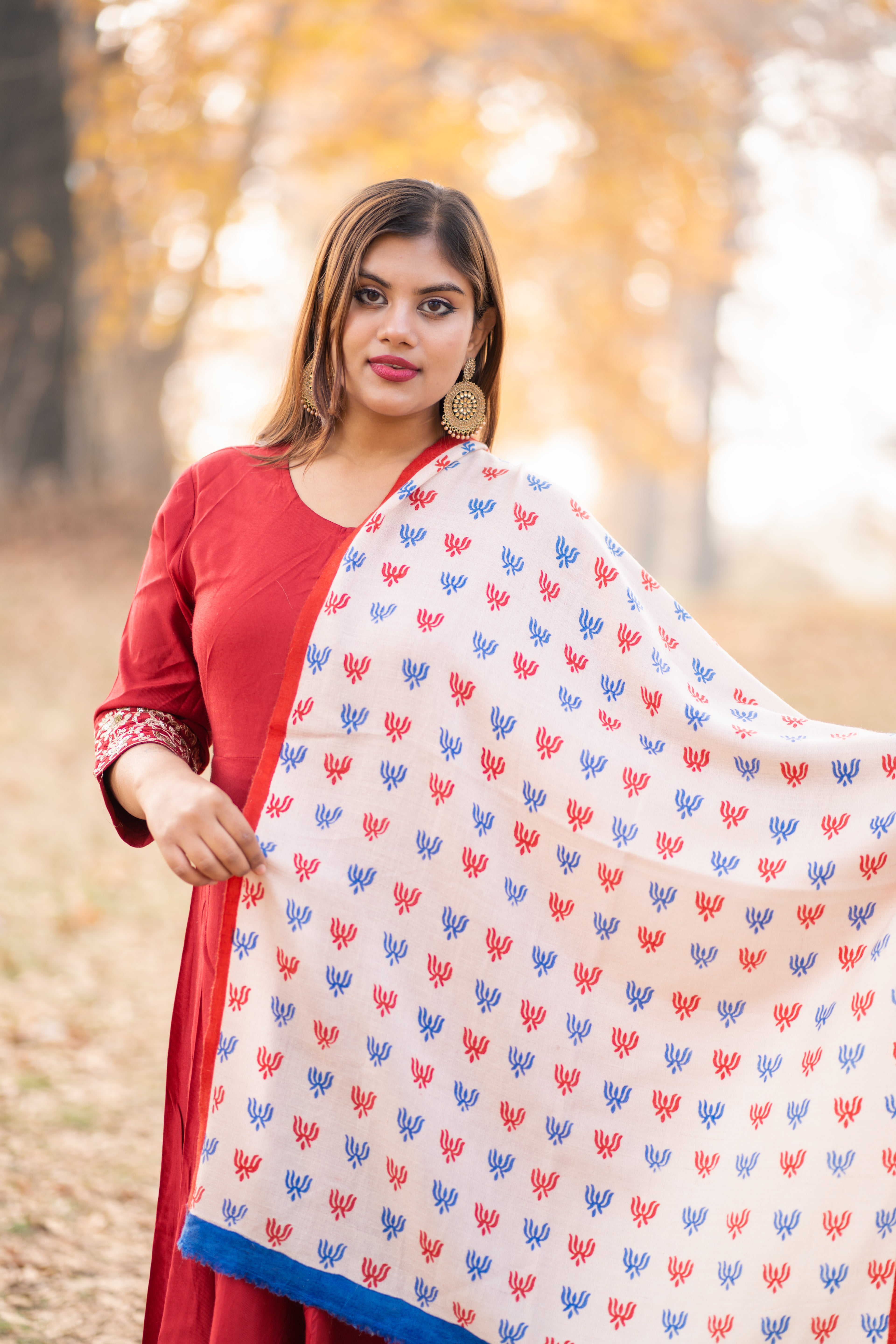 Ivory Handblock Printed Pashmina Wrap