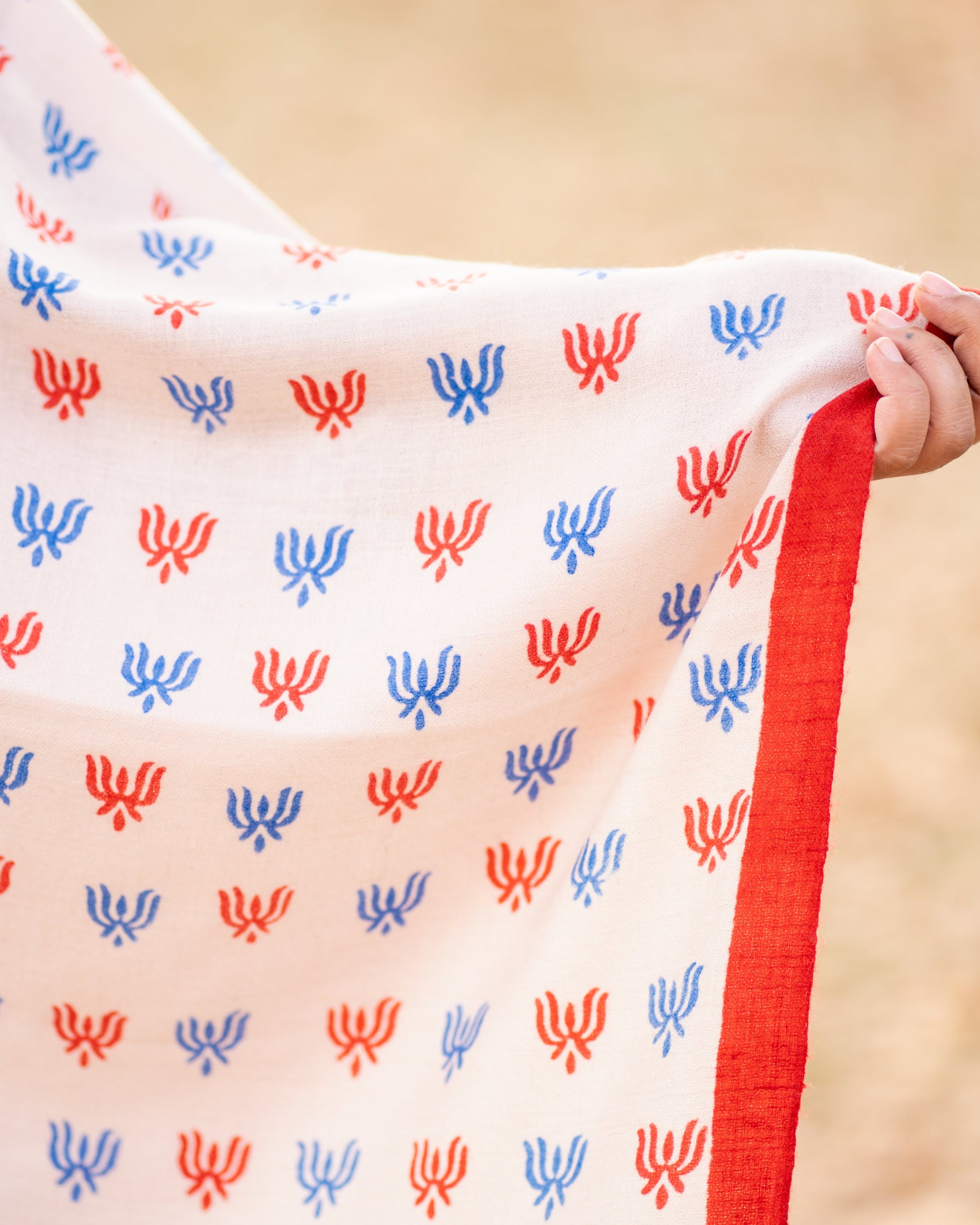 Ivory Handblock Printed Pashmina Wrap