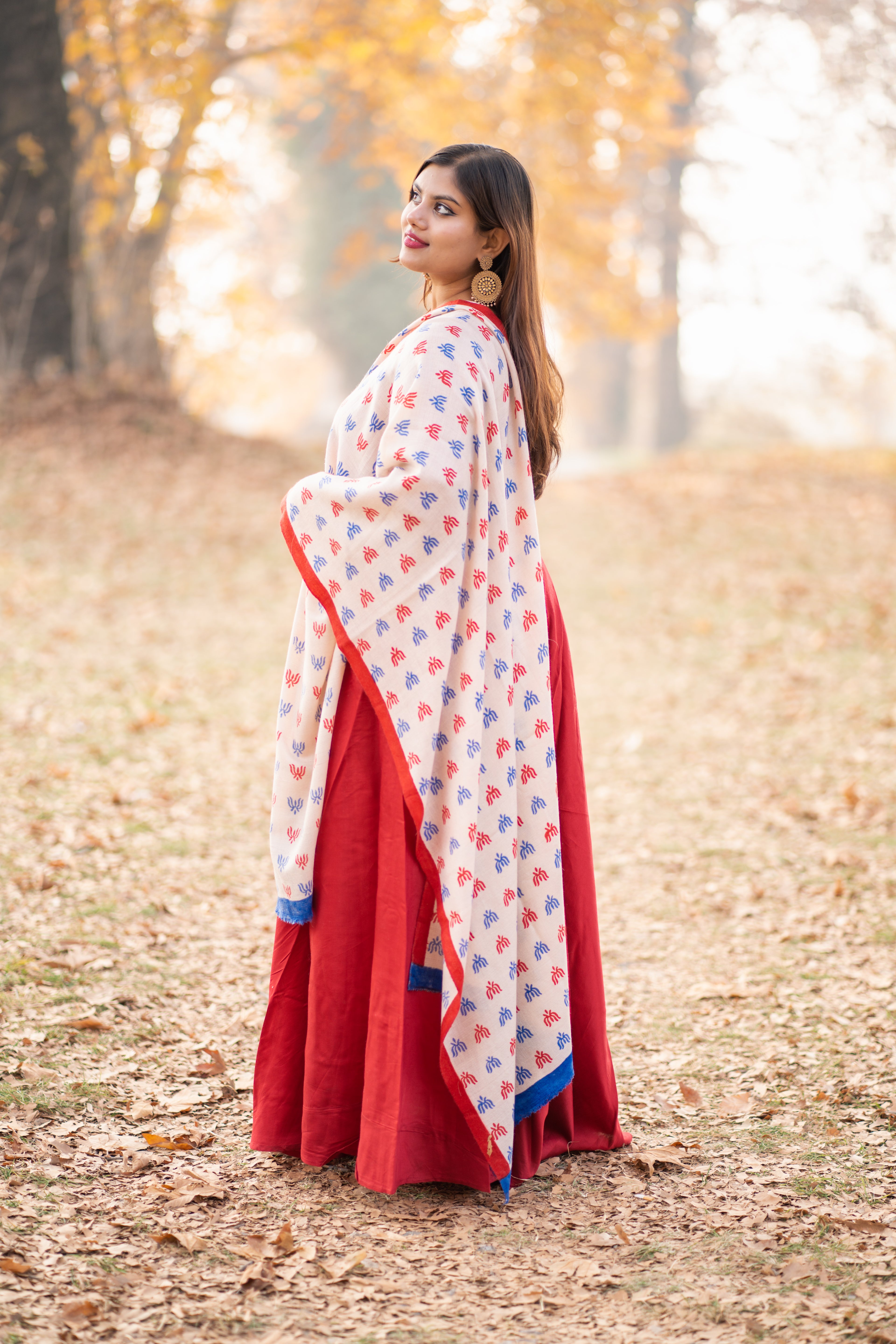 Ivory Handblock Printed Pashmina Wrap
