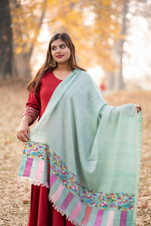 Teal Kani Palla Pashmina Shawl