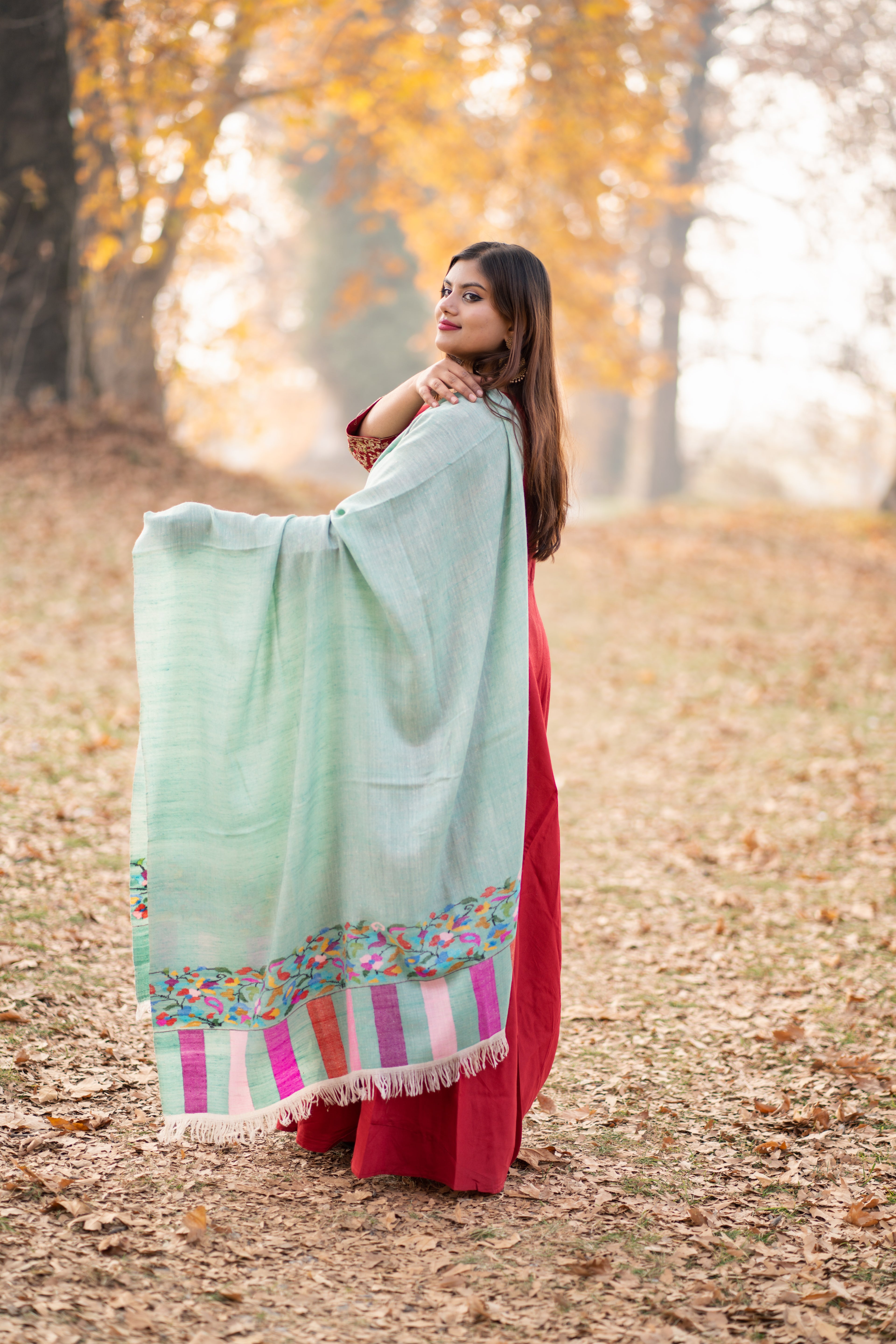 Teal Kani Palla Pashmina Shawl