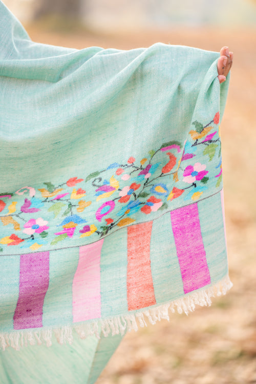Teal Kani Palla Pashmina Shawl