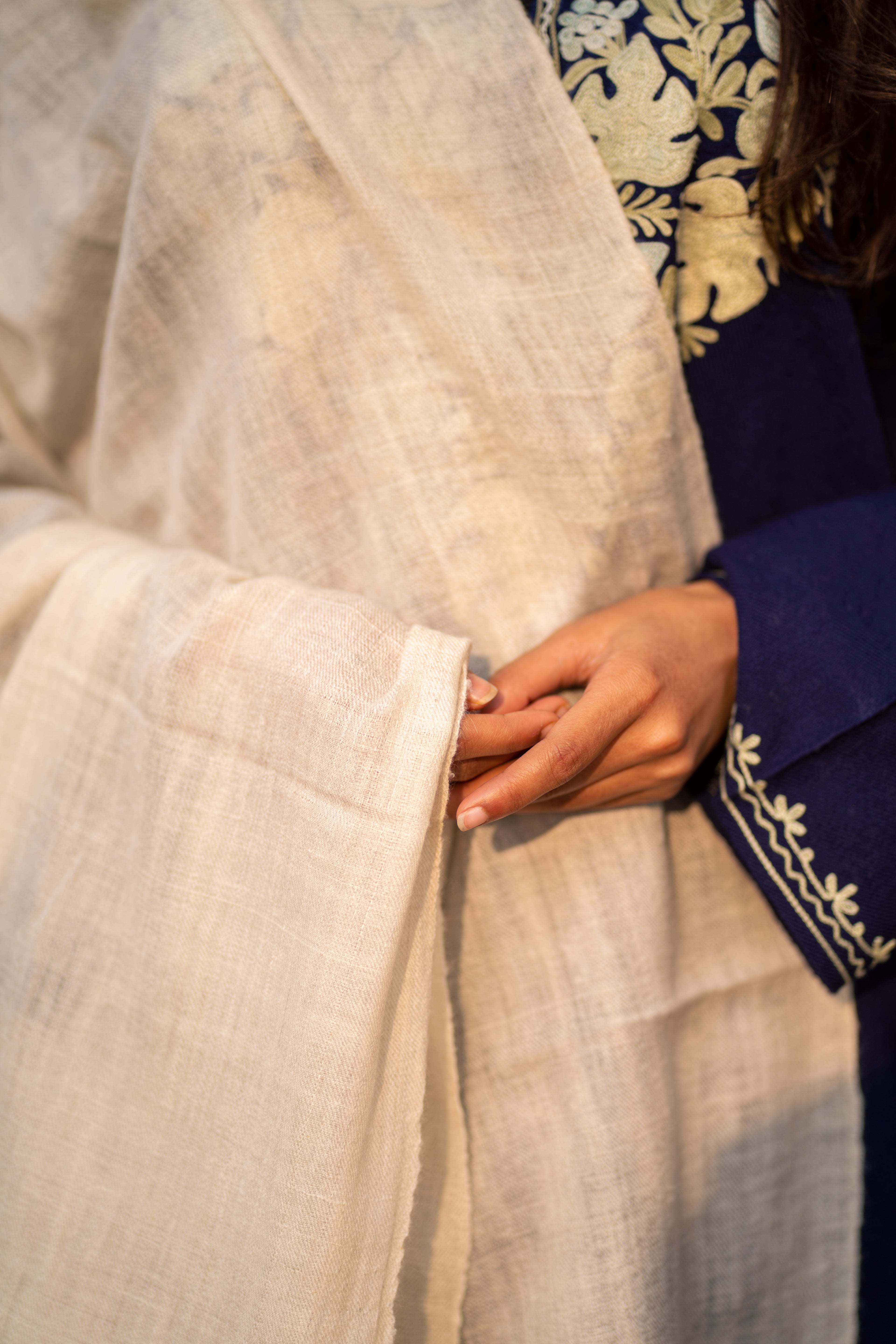 Ivory Handspun Pashmina Shawl
