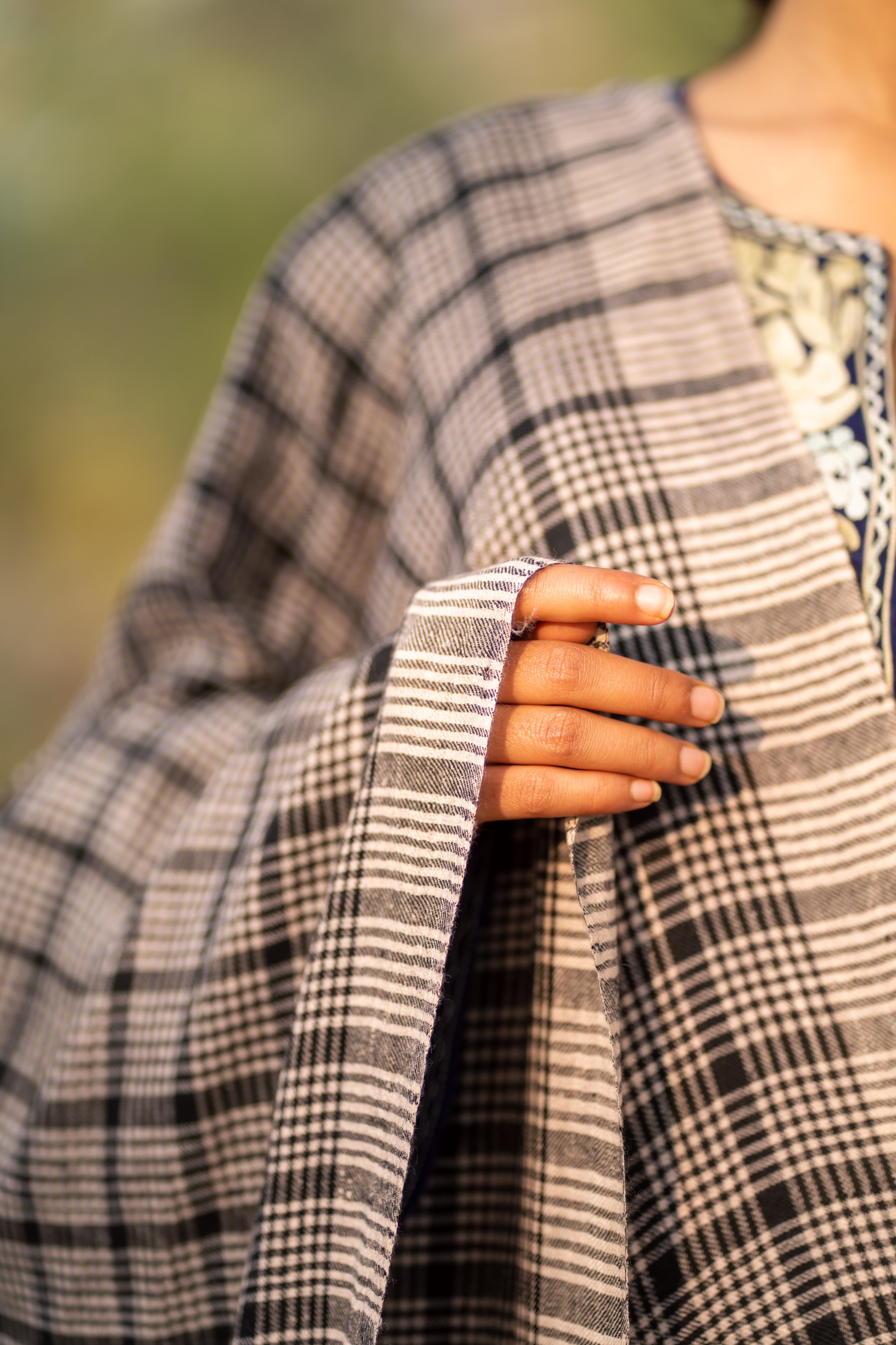 Grey & Black Checkered Pashmina Stole