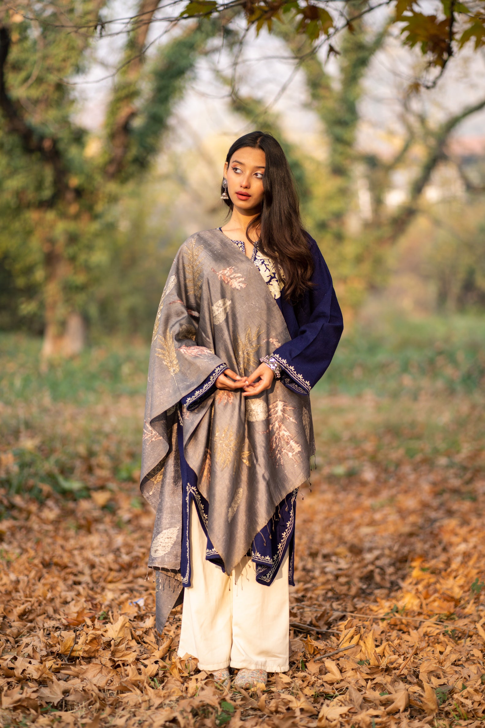 Grey Organic Dyed Mulberry Silk Stole