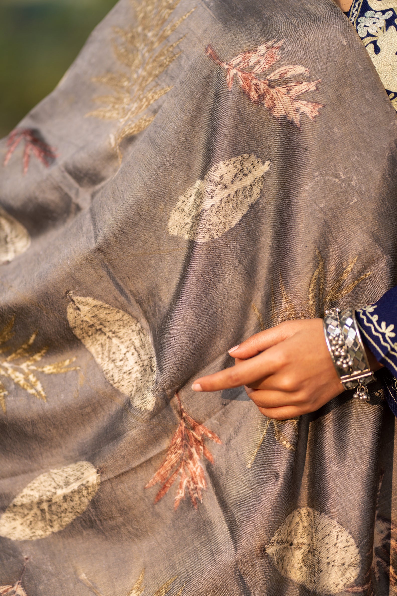 Grey Organic Dyed Mulberry Silk Stole