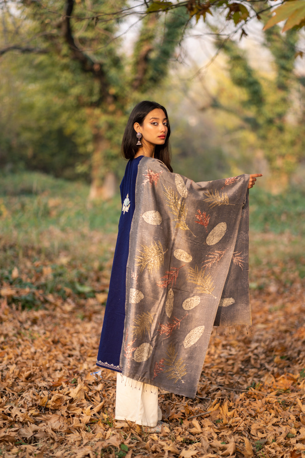 Grey Organic Dyed Mulberry Silk Stole